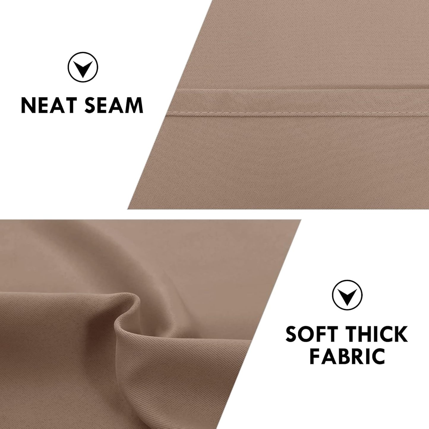 DWCN Blackout Curtains Room Darkening Thermal Insulated Bedroom Curtains Window Curtain Panels, 42 x 45 inches Long, Set of 2 Khaki Rod Pocket Drapes
