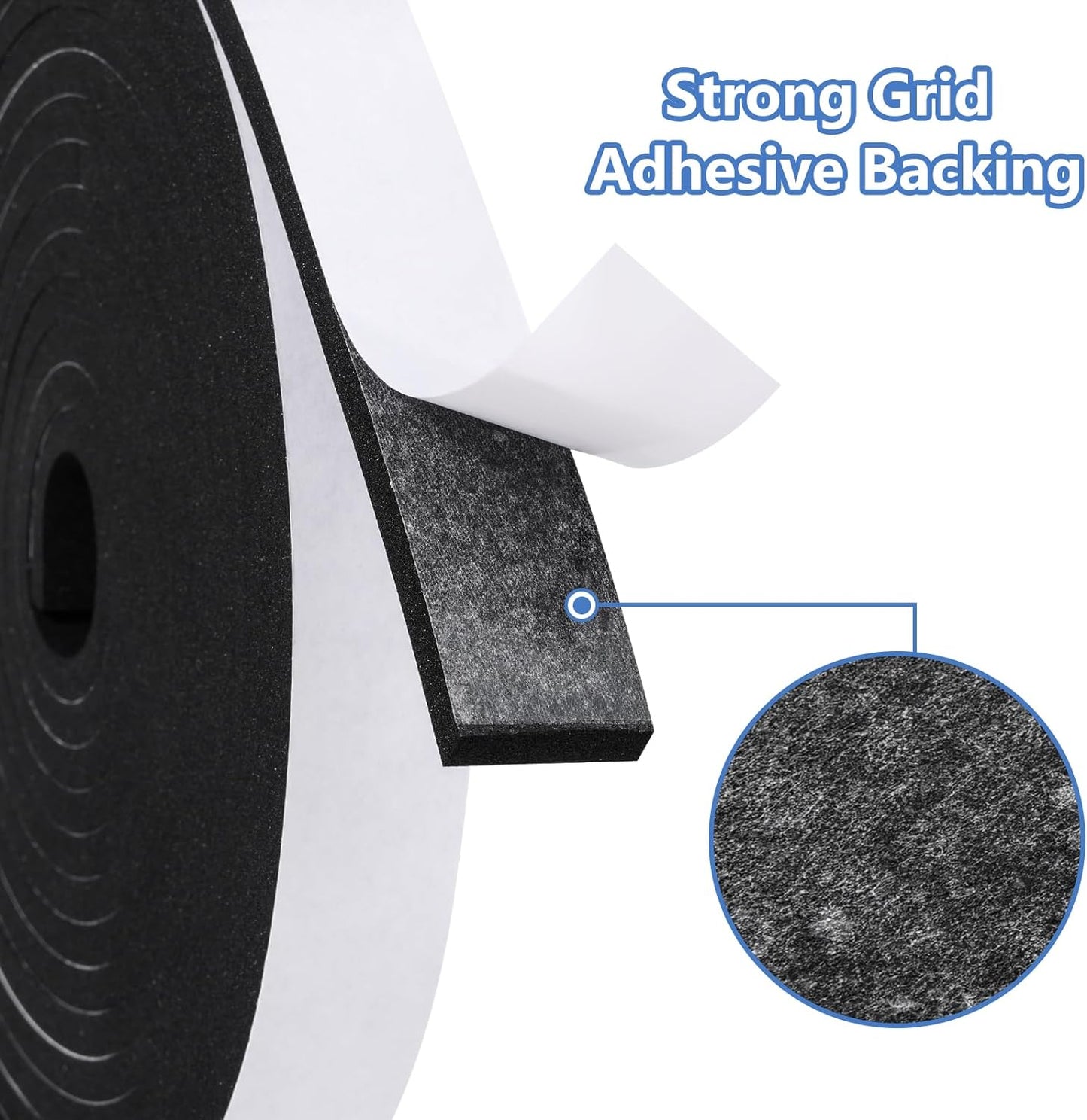 Weather Stripping Door Seal Strip (3/5 Inch X 1/8 Inch X 26Feet), Strong Adhesive, Lightproof, Soundproof, Weatherproof Foam Tape Insulation for Sliding Door, Front Door Frame, Windows- Black