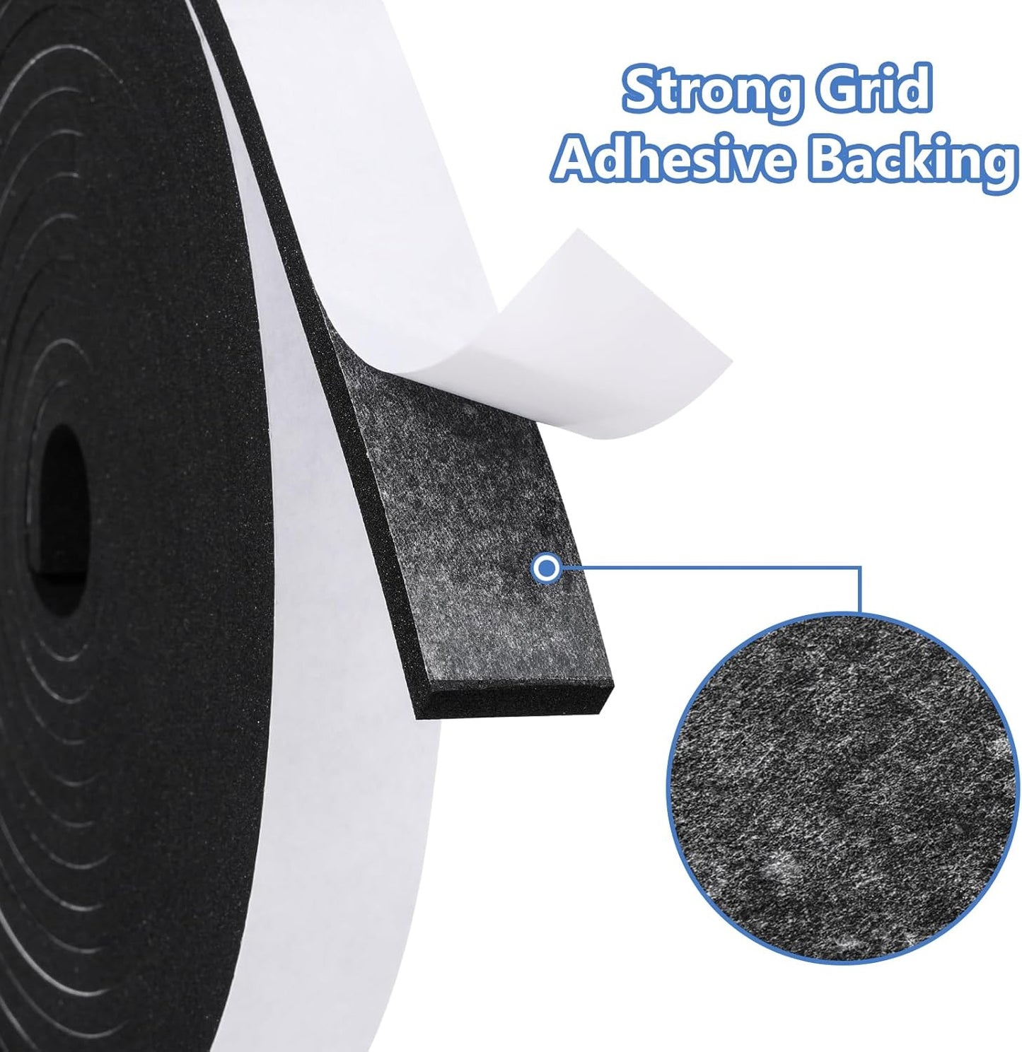 Weather Stripping Door Seal Strip (3/5 Inch X 1/2 Inch X 10Feet), Strong Adhesive, Lightproof, Soundproof, Weatherproof Foam Tape Insulation for Sliding Door, Front Door Frame, Windows- Black