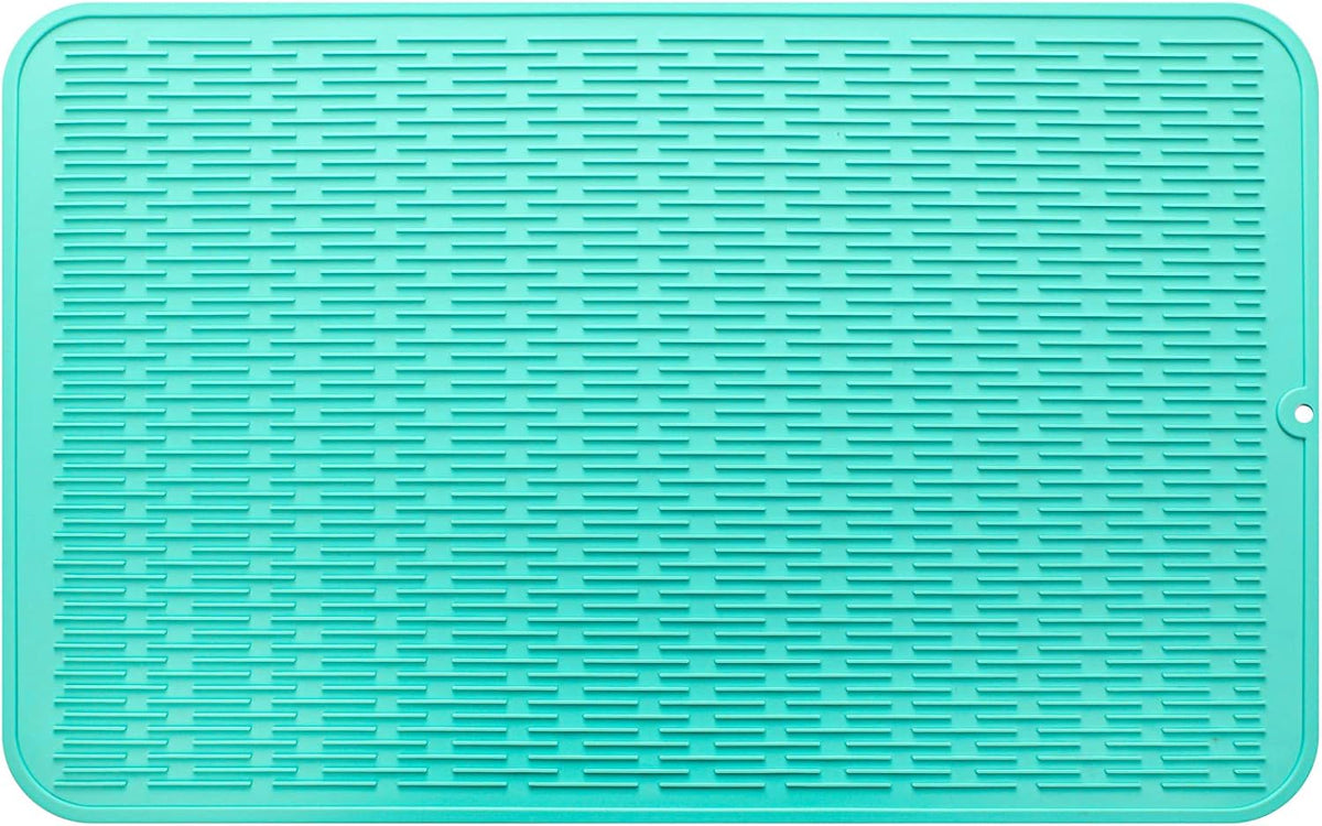 Silicone Dish Drying Mat for Multiple Usage,Easy clean,Eco-friendly,Heat-resistant Silicone Mat for Kitchen Counter or Sink,Refrigerator or Drawer Liner Mint 3XL 28 inches x 18 inches