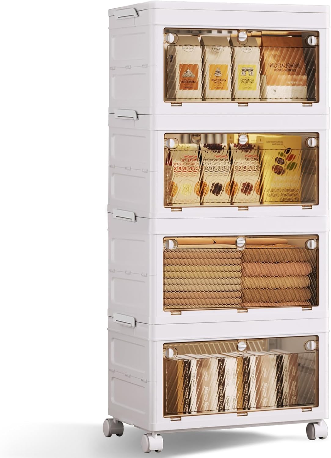 QudraKast 4-Tier Stackable Plastic Storage Bins - 67QT Stackable Storage Bins - Closet Organization Suitable for Bedroom, Organization and Boxes for Study, Toy Room, Office