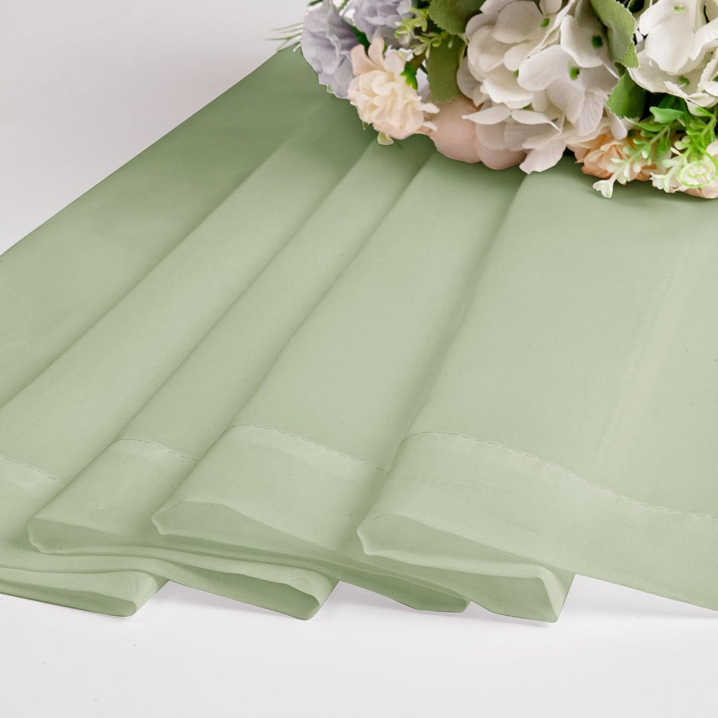Chyhomenyc Light Green Sheer Curtains 84 Inches Long 2 Panels Set- Light Filtering Curtains for Bedroom, Soft Airy Voile Rod Pocket Living Room Window Drapes, 42Wx84L Inches, 2 PCS