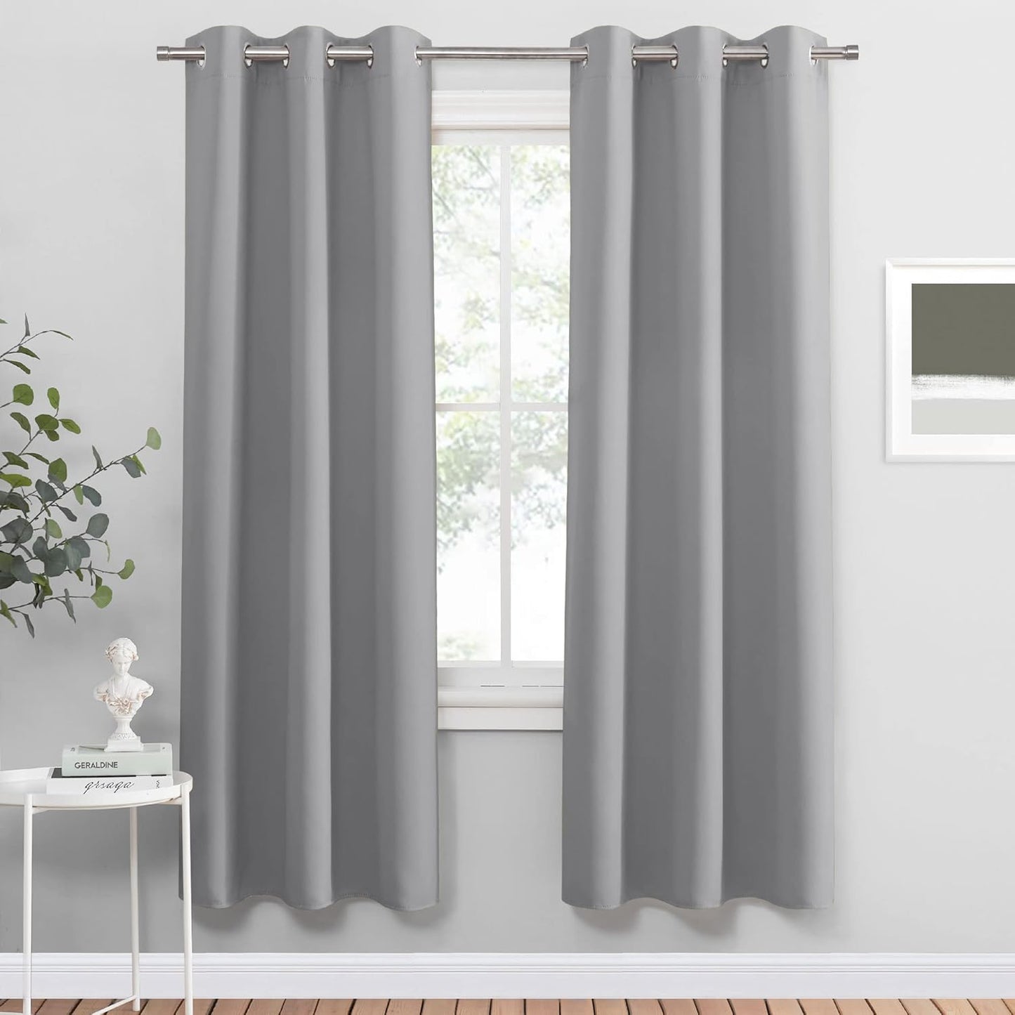 PONY DANCE Sliver Grey Curtains for Living Room - Grommet Thermal Insulated Room Darking Curtain for Bedroom, Set of 2 Panels, 42 x 72 inch