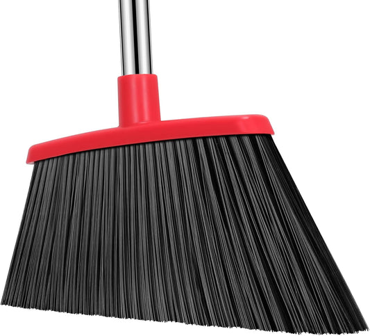 Heavy Duty Broom, 55 Inch Long Handle Outdoor Large Angle Brooms, Commercial Broom for Sweeping Indoor, for Home Garage Kitchen Office Courtyard Lobby Patio Lawn Concrete