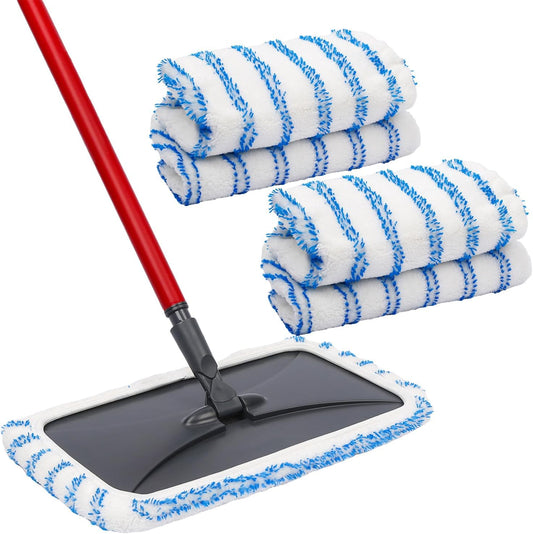 4 Pack Reusable Mop Replacement Pads Suitable for 15*8 inch Flat Mops, Compatible with Hardwood Floor More Microfiber Mop, Cotton Terry Cloth, Floor Cleaner Pads