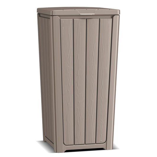 EasyUp Outdoor Trash Can with Lid, Waterproof and Sunscreen Resin Garbage Cans, Outside Trash Bin for Patio, Kitchen, Deck or Backyard(Grey)