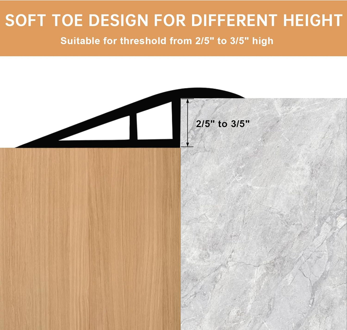 Vinyl Door Threshold Flooring Transition Strip Self Adhesive Carpet Edging Strip for Laminate Doorway Edge Threshold from 2/5" to 3/5" (Yellow Wood Grain, 10 Ft)