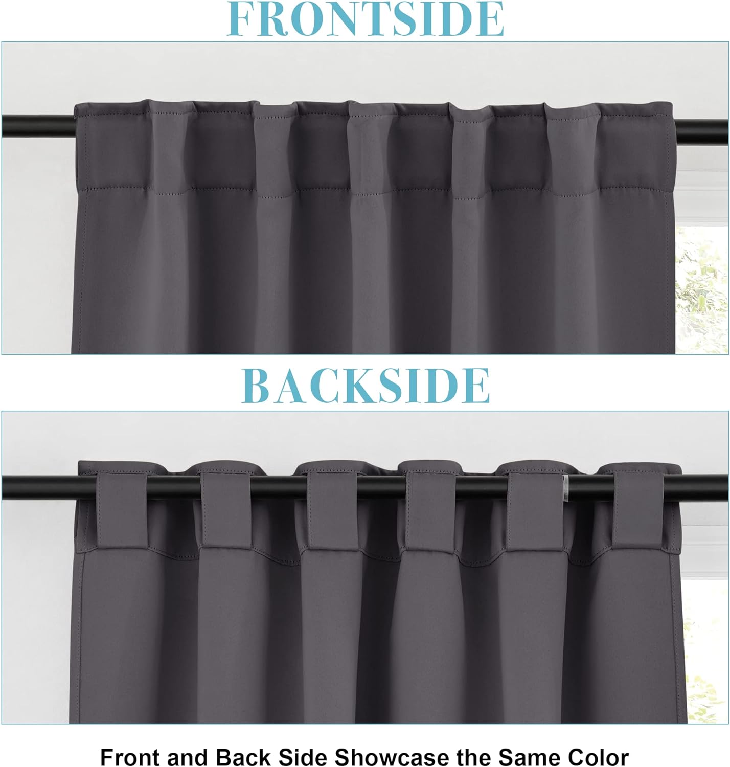 RYB HOME Blackout Curtains for Kitchen, Room Darkening Half Window Treatment Energy Saving Privacy Valances Tiers for Bedroom Bathroom Dining Room, Grey, W42 x L36 inch, 2 Panels