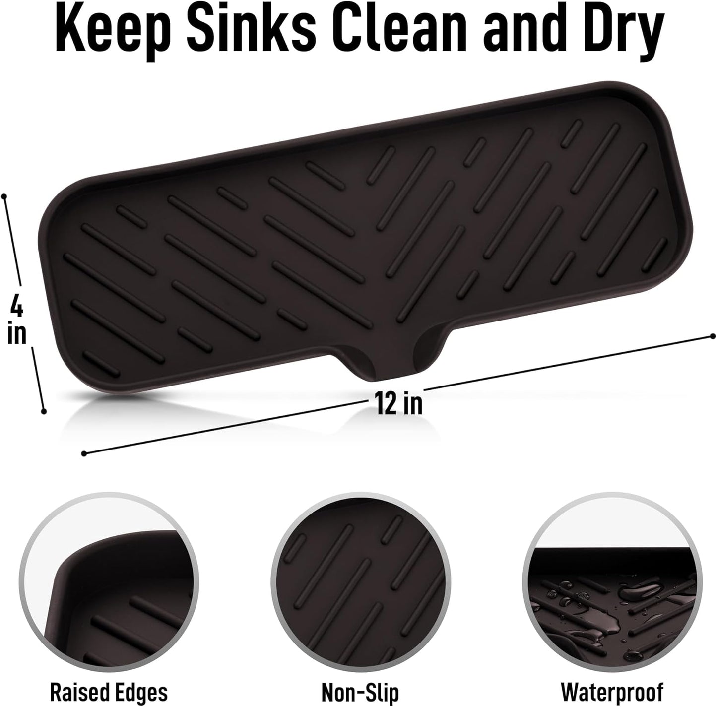 Zulay Large Silicone Sponge Holder (12x4) – Flexible Sink Organizer Tray for Kitchen & Bathroom – Multipurpose Soap Dish for Sponges, Makeup, Trinkets & More (Chocolate)