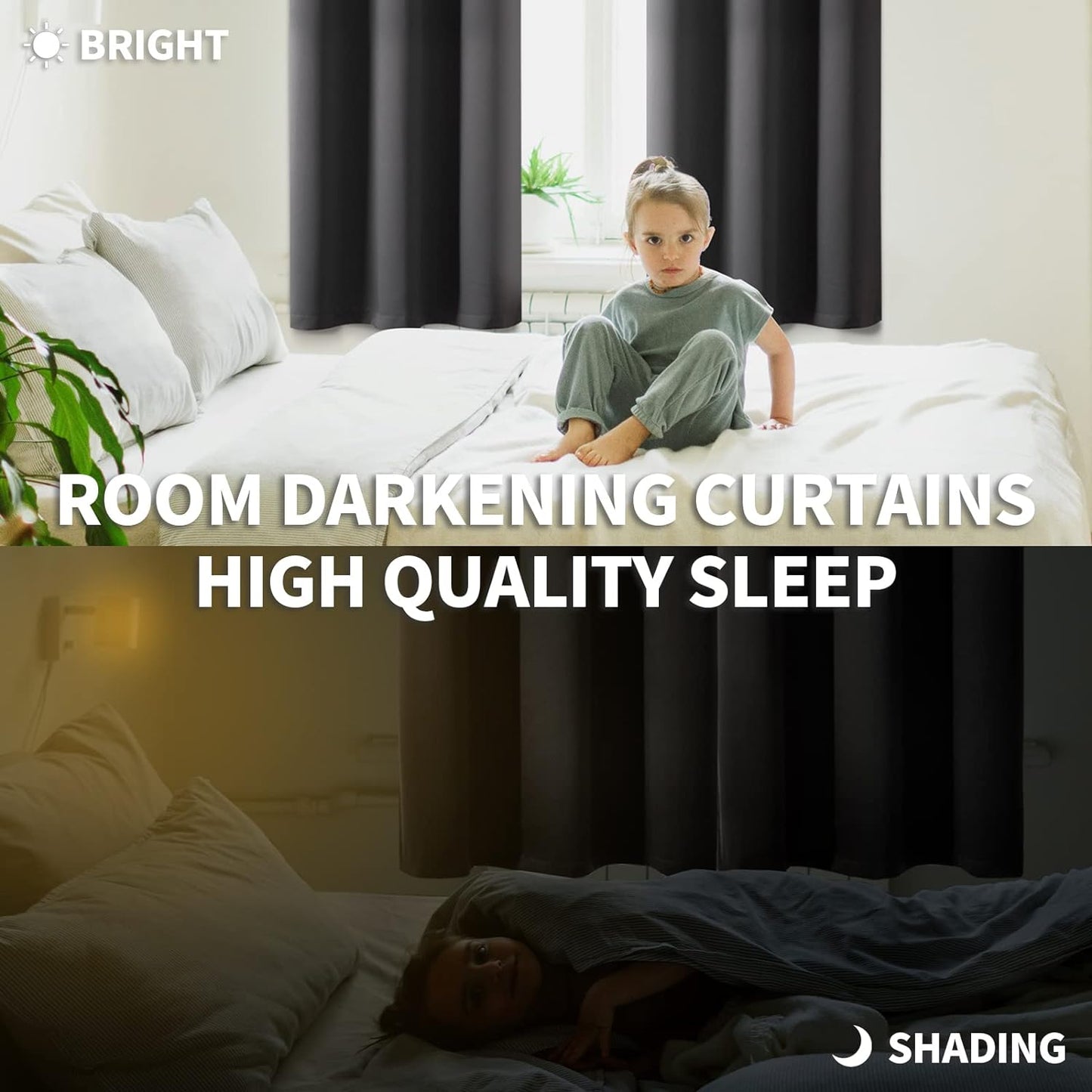 BGment Thermal Blackout Curtains 63 Inches Length for Bedroom Window, Dark Grey Room Darkening Insulated Drapes with Rod Pocket for Living Room, 42 x 63 Inch, 2 Panels