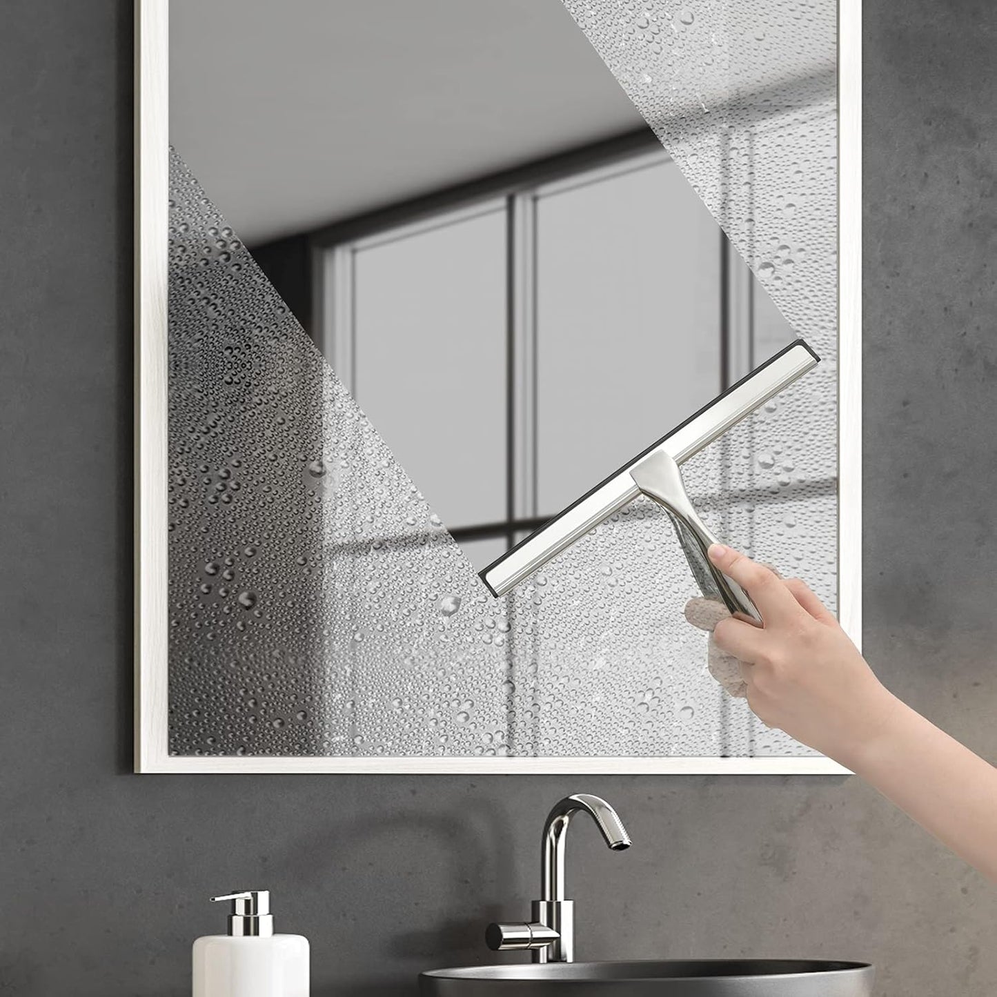 Hiware All-Purpose Shower Squeegee for Shower Doors, Bathroom, Window and Car Glass - Stainless Steel, 14 Inches