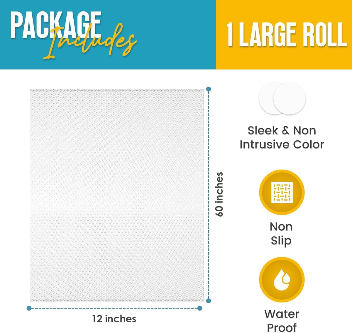 Shelf Liner Drawer Liner for Kitchen Cabinets Non-Adhesive by Linda’s Essentials (12 x 60 Inches) - Non-Slip Easy Clean Kitchen Cabinet and Cupboard Protector, Waterproof Mat, Clear Roll