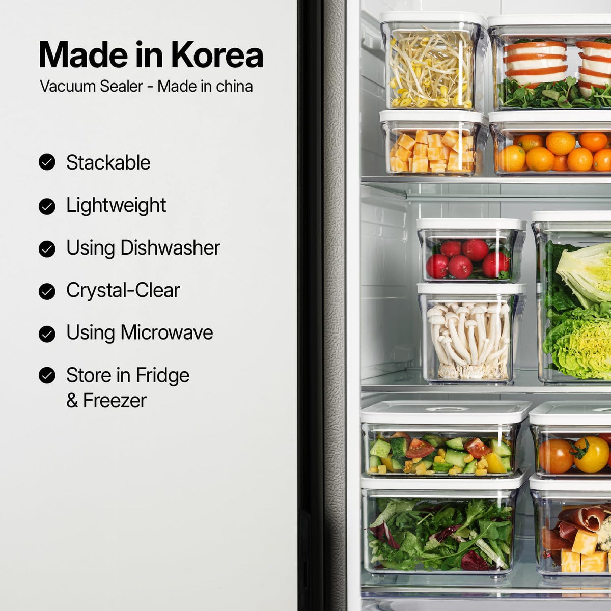 VAKUEN Premium Airtight Food Storage Containers, Rectangular 2PC(1.06qt), Smart One-Click Seal Lid, No Hinges, Patented Double Silicone Lining, 100% Leak Proof, BPA-FREE, Dishwasher, Microwave Safe
