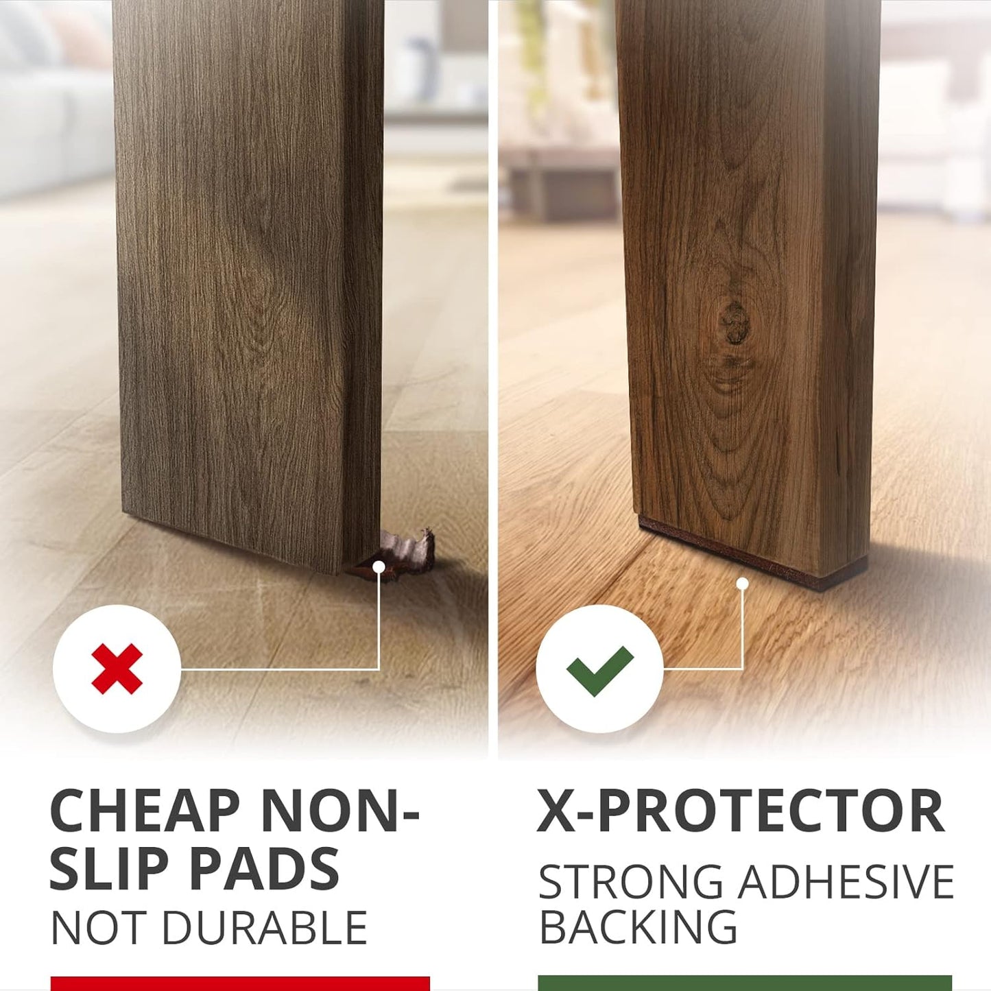 Non-Slip Furniture Grips: 8 Pcs Rubber Pads 1.5' x 5' by X-PROTECTOR Ideal Floor Protectors