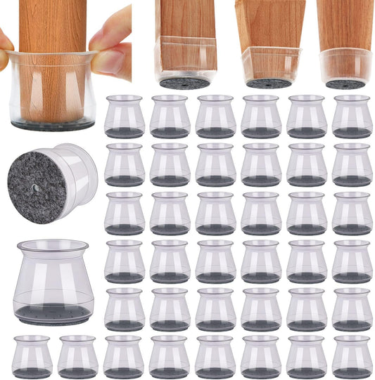 BUMACO 40Pcs Chair Leg Floor Protectors Chair Leg Protectors for Hardwood Floors Silicone Pads Covers to Protect Floors Clear Universal S (15/16" to 1-5/16")