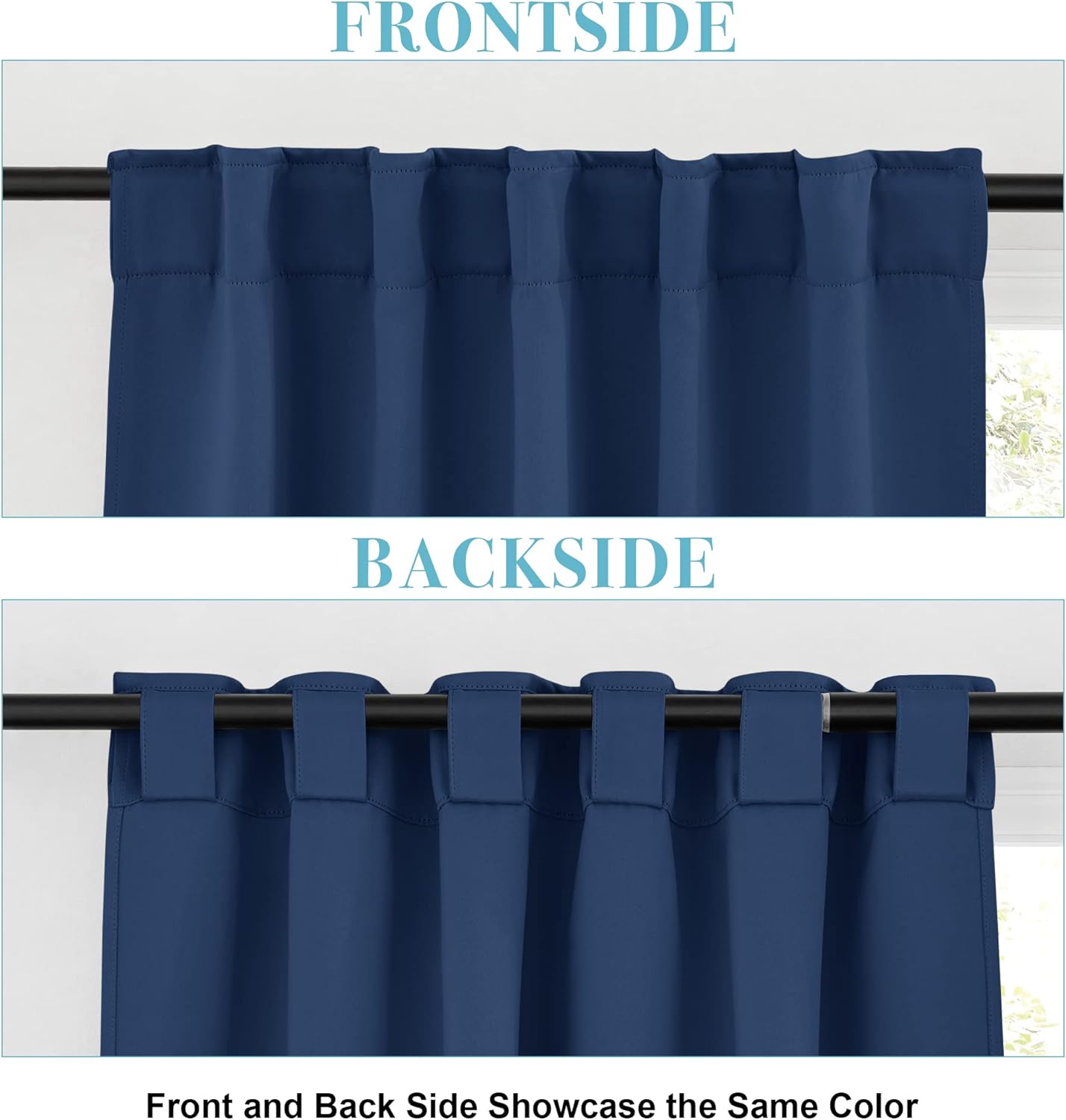 RYB HOME Small Window Curtains - Blackout Insualting Privacy Curtains for Kids Bedroom Kitchen Bathroom Basement Cafe Cabinet Tiers Drapes, 34 Width x 30 Length, 2 Panels, Navy Blue