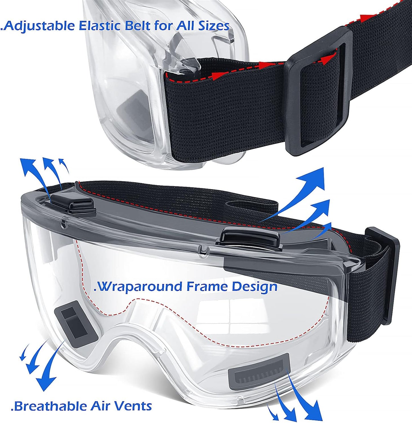 OXG 6 Pack Safety Goggles ANSI Z87.1 Glasses, Anti-Fog Protective Safety Glasses Lab Goggles Men Women Eye Protection Goggles