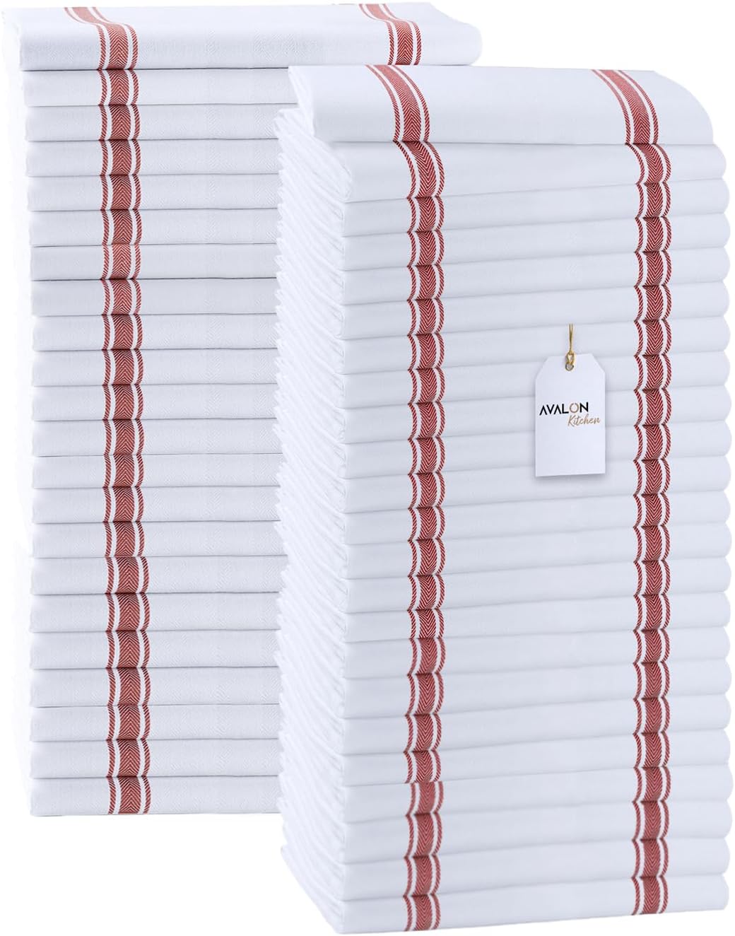 Dish Towels Set (Value Pack of 45) Size 15x25 Inch, 100% Cotton Soft & Absorbent Linen Kitchen Towels, Tea Towels, Reusable Cleaning Cloths for Household Cleaning (Red)