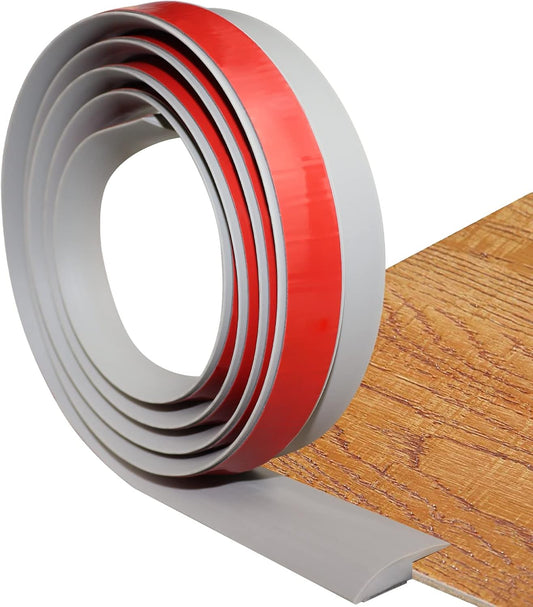 Floor Transition Strip Self Adhesive Carpet & Flooring Transitions Edging Trim Strip PVC Threshold Transitions Suitable for Threshold Height Less Than 5mm (20Ft, Gray)