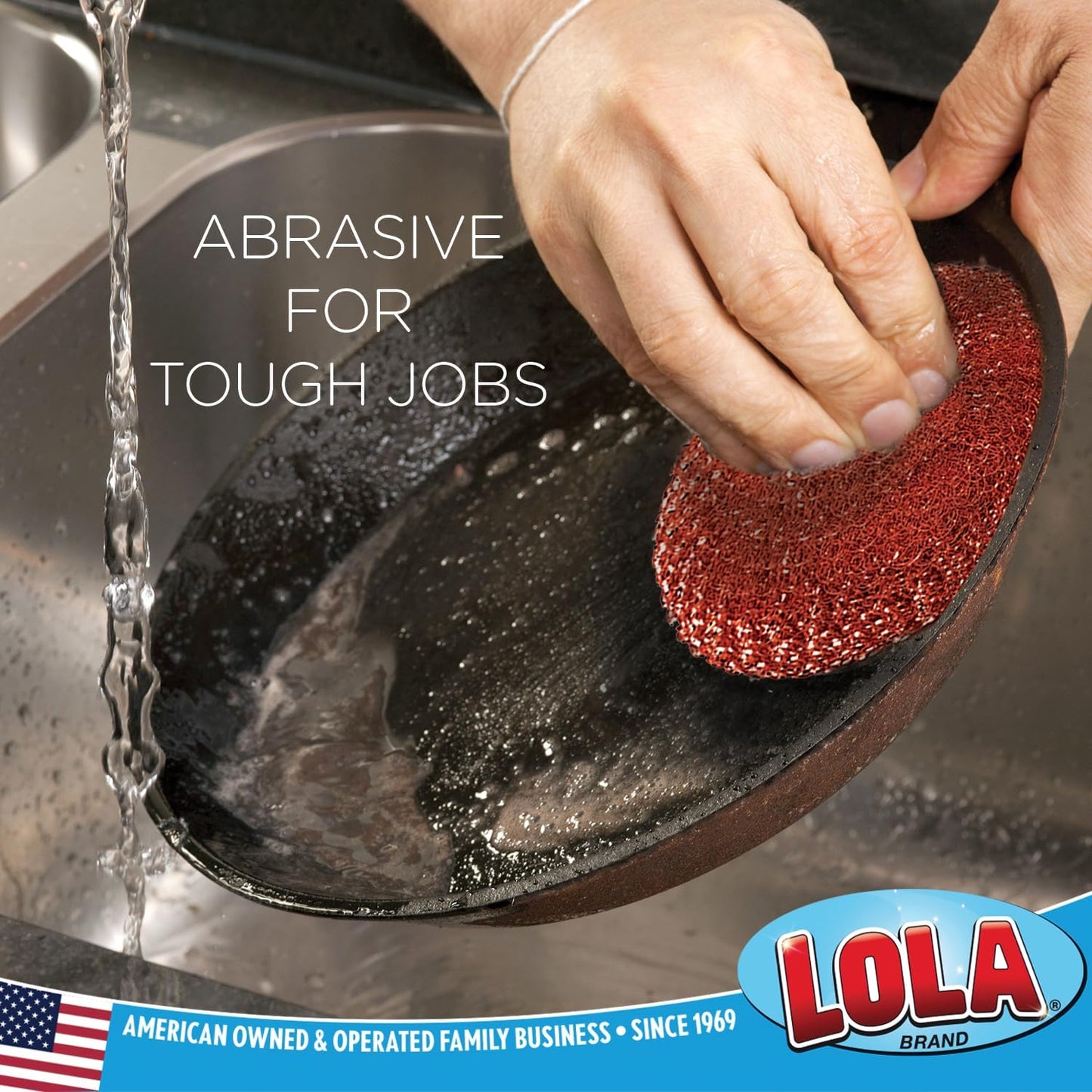 Copper Mesh Scouring Pad by LOLA, 2 Pack, 45 Grams, 4" Heavy Duty Cleaning Pads, Copper Coated Knitted Wire Mesh, Recyclable, Cleans Baked On Messes