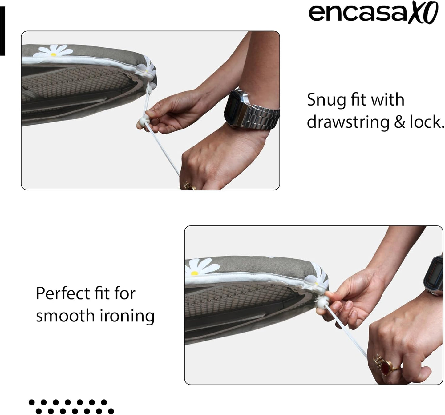 Encasa XO Ironing Board Cover and Pad 28"x12" - Thick 3mm Felt Padding, Drawstring Tightening & Lock, Easy Fit, Scorch & Stain Resistant, Fits Mini Ironing Board - Blue Moon