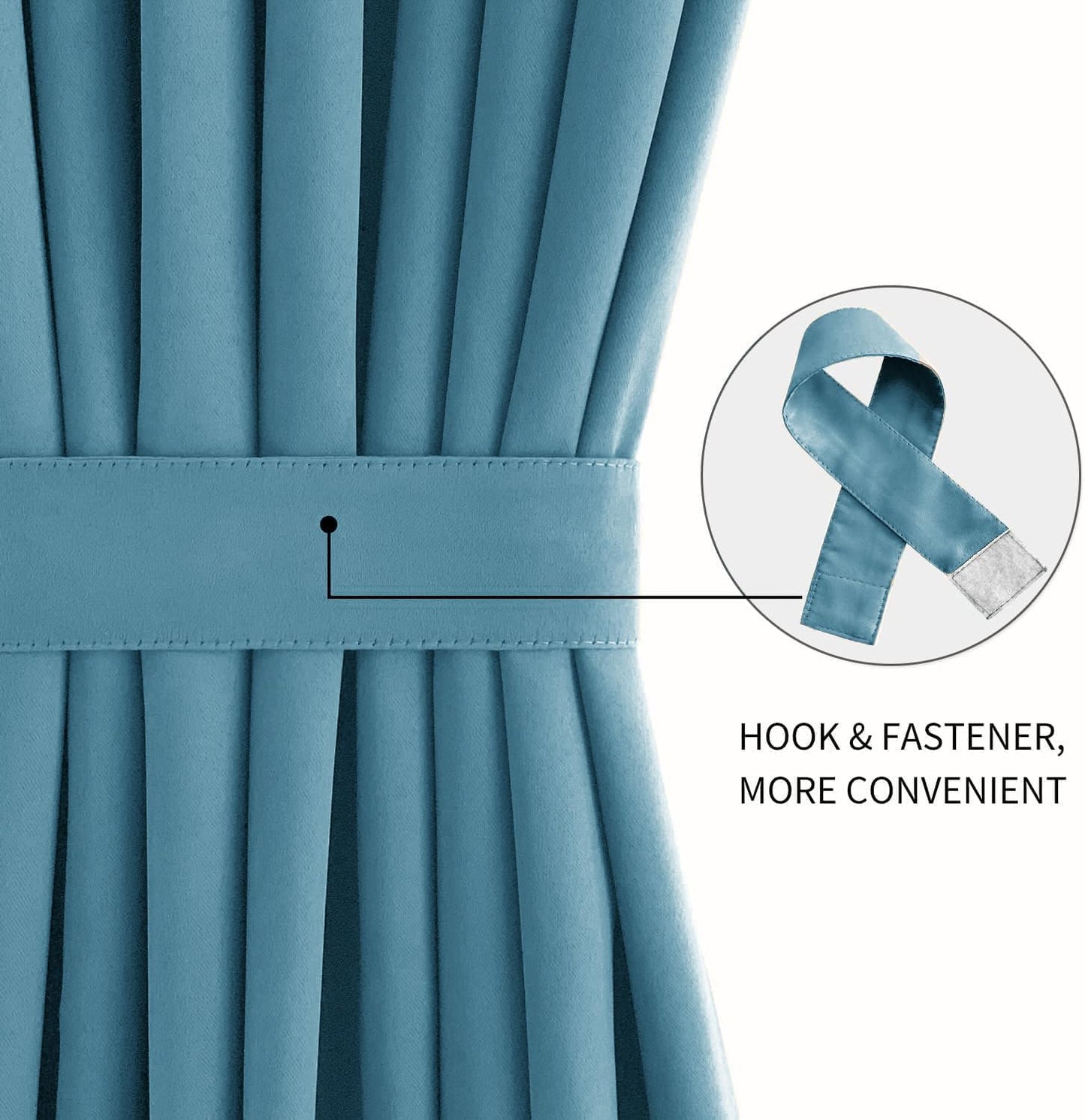 DWCN French Door Curtains – Rod Pocket Thermal Blackout Curtain for Doors with Glass Window, Kitchen and Patio Doors for Privacy, 54 X 72 Inches Long, 1 Curtain Panel with Tieback, Stone Blue