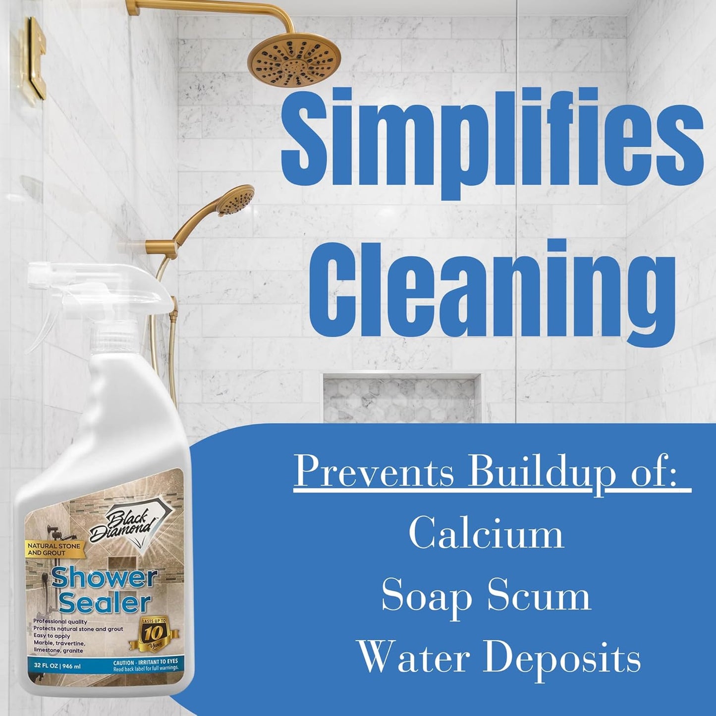 Natural Stone and Grout Penetrating Shower Sealer. Marble, Granite Travertine, Limestone. Protects Making Them Easy to Clean. Works Also on Grout in Tile, Ceramic, and Porcelain. 1-Quart
