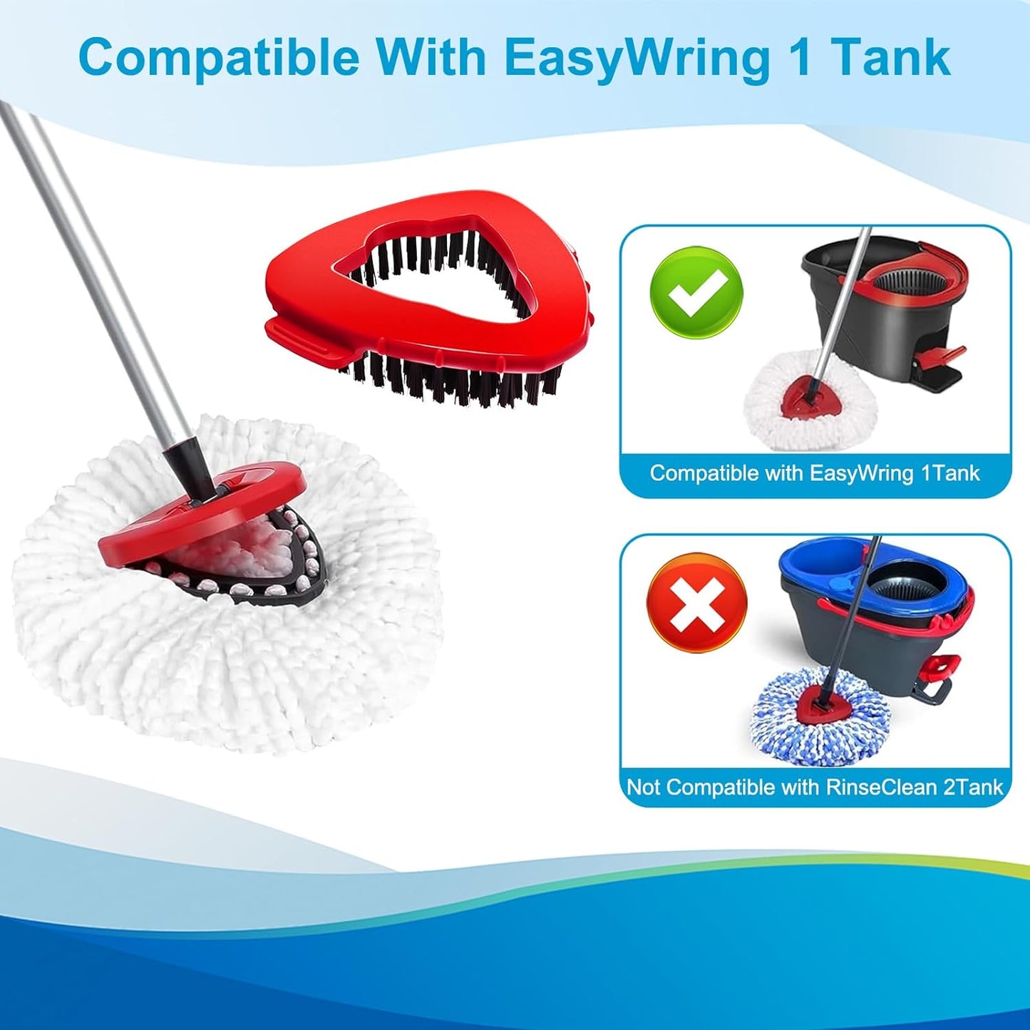 8-Pack Reusable Mop Head Replacement for O Cedar Easywring 1-Tank System, Microfiber Spin Mop Refills Compatible with Vileda 2-in-1 Turbo Triangle