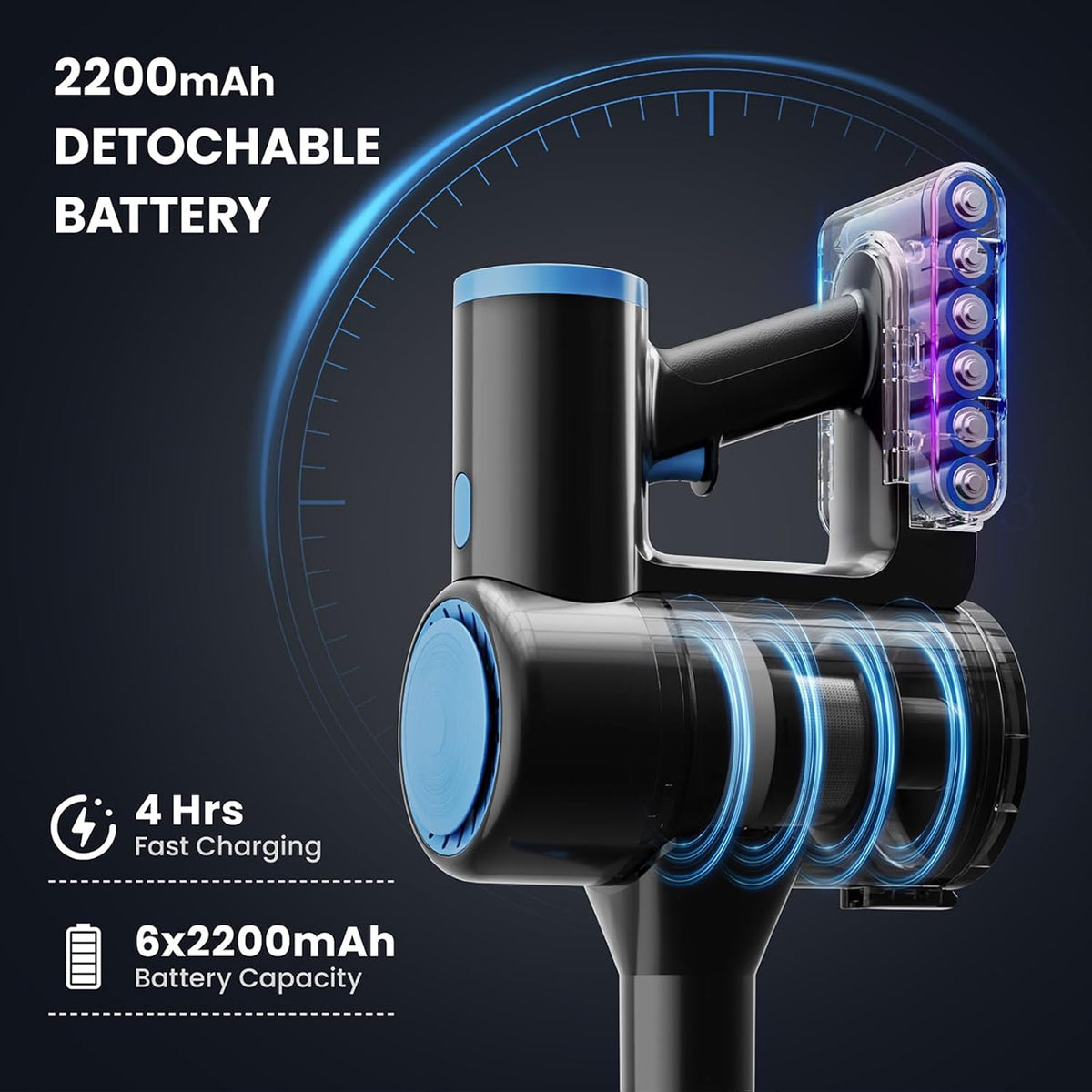 Cordless Vacuum Cleaner with 35kPa Suction Vacuum Cleaner, Lightweight Stick Vacuum Cordless for Pet Hair, Carpet, Hard Floors