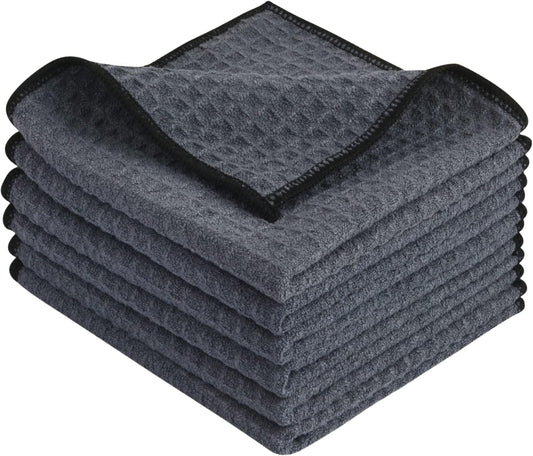 KinHwa Dish Cloths for Washing Dishes Kitchen Towels Microfiber Dish Towels for Kitchen Dish Towels Absorbent 8inch x 8inch 6 Pack (Gray, 12in x 12in 6 PC)