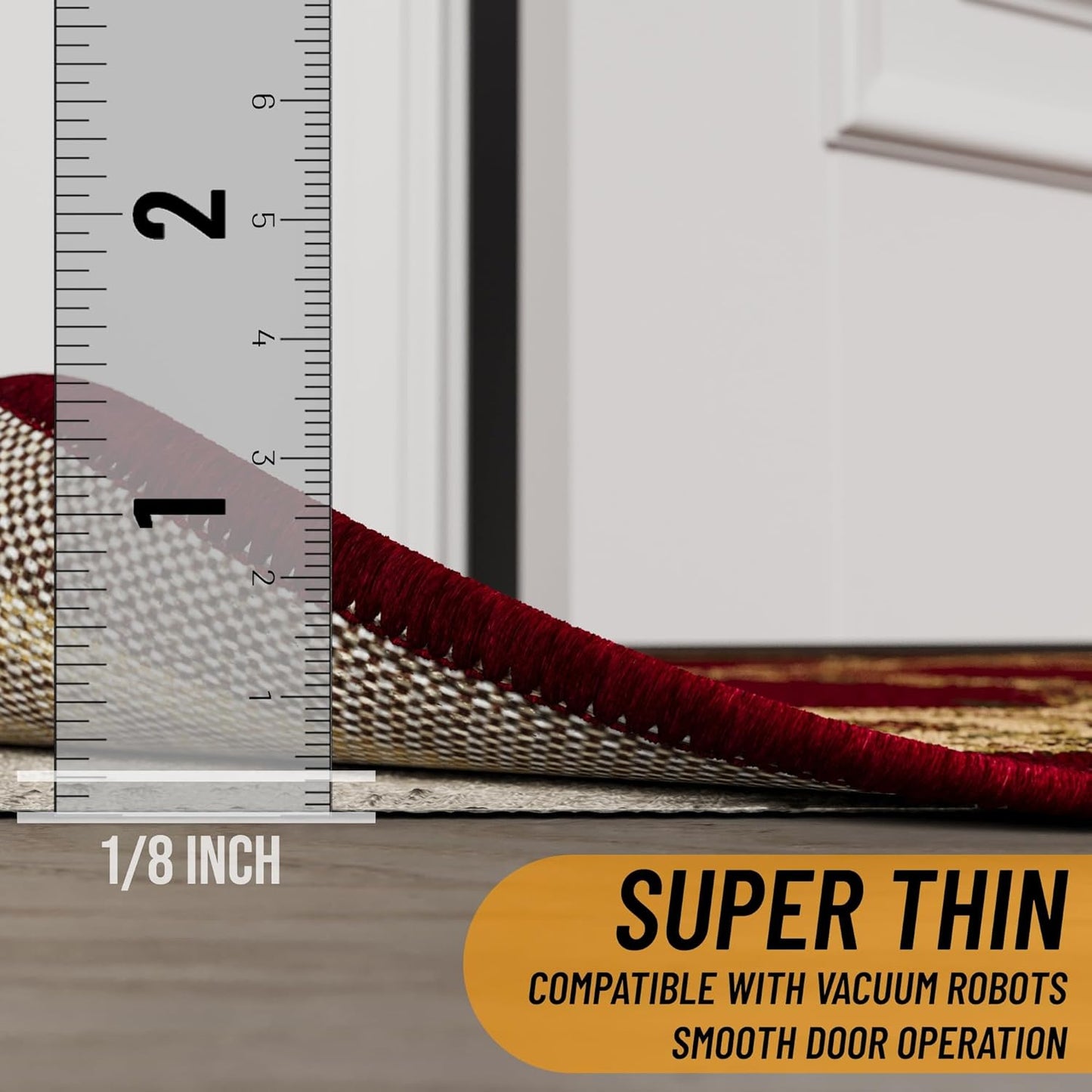 Ottomanson 7'8" x 10' Non-Slip Rug Pad Gripper 1/12 Inch Ultra Thin Dual Surface Felt + Rubber Gripper - Safe for All Floors, Cream