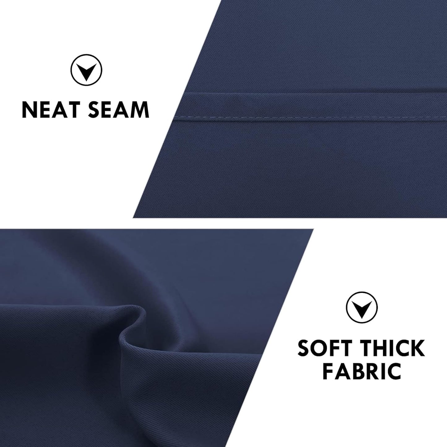 DWCN Blackout Curtains for Living Room Thermal Insulated, Energy Saving & Noise Reducing Bedroom Curtains, Navy, W 70x L 63 Inch, Set of 2 Rod Pocket Curtain Panels