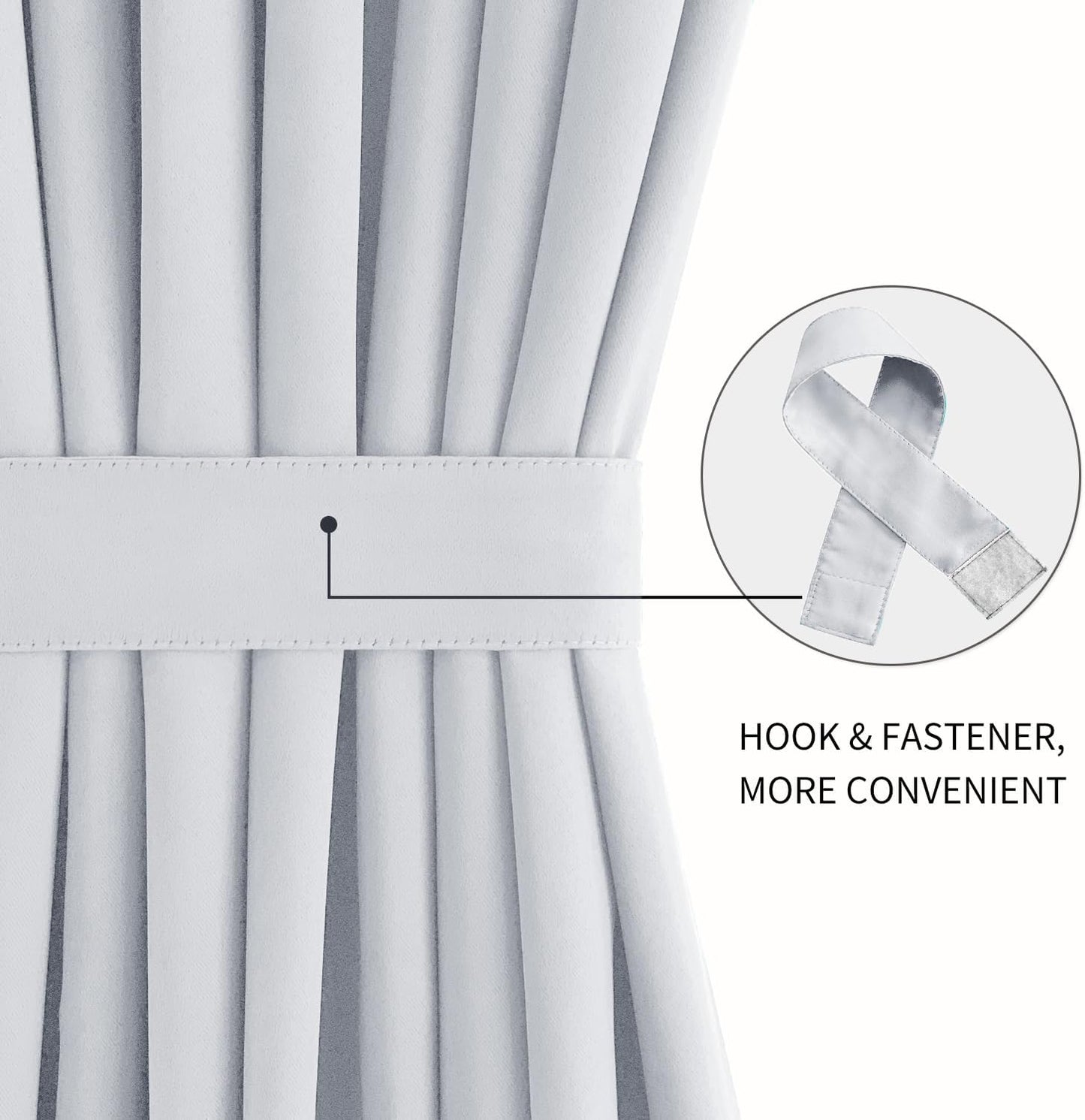DWCN French Door Curtains – Rod Pocket Thermal Curtain for Doors with Glass Window, Kitchen and Patio Doors for Privacy, 54 X 40 Inch Length, 1 Curtain Panel with Tieback, Greyish White