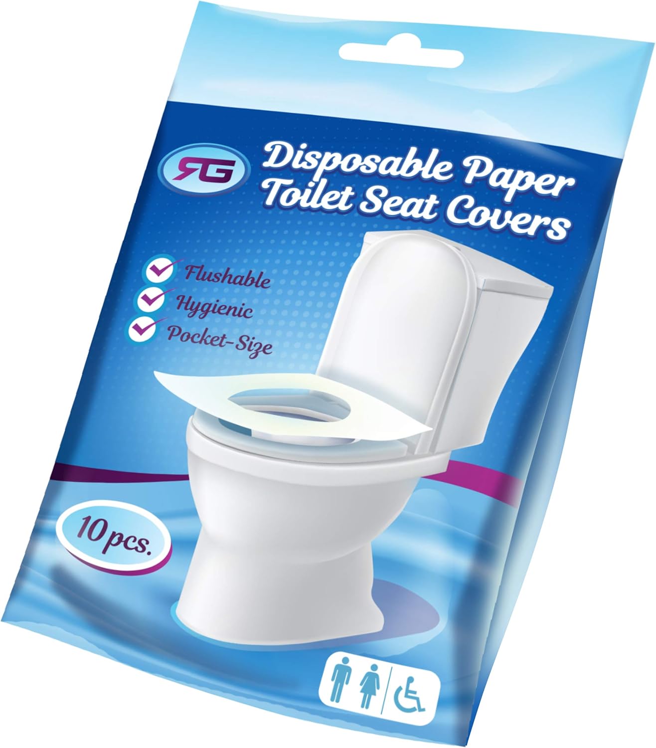 Rockland Guard Toilet Seat Cover - Flushable & Disposable Toilet Seat Cover for Bathroom - Road Trip Accessories & Travel Essentials for Kids & Adults - 5 Resealable Packs with 10 Sheets - 50-Count