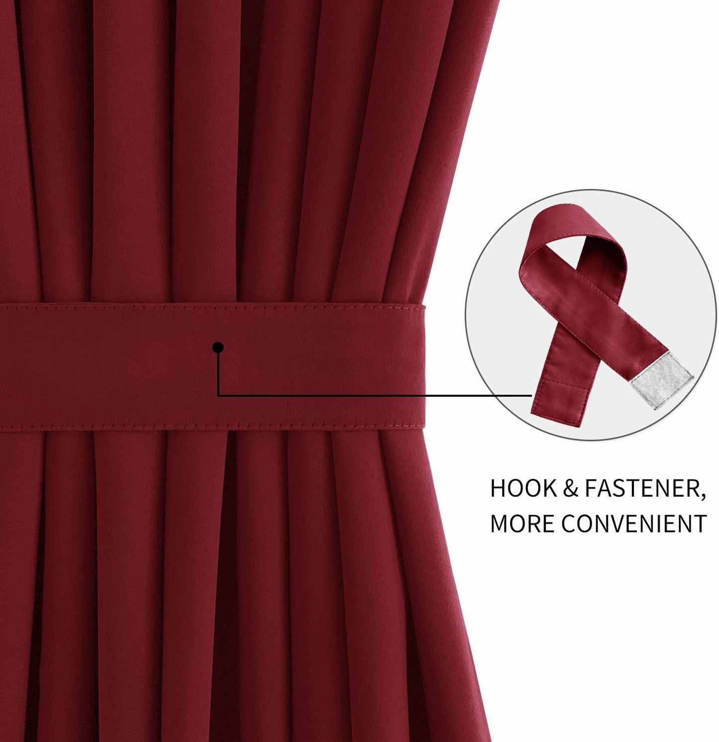 DWCN French Door Curtain - Rod Pocket Thermal Blackout Panel for Glass Window, Christmas, Kitchen and Patio - Privacy, 25 X 40 Inch, 1 Panel With Tieback, Burgundy