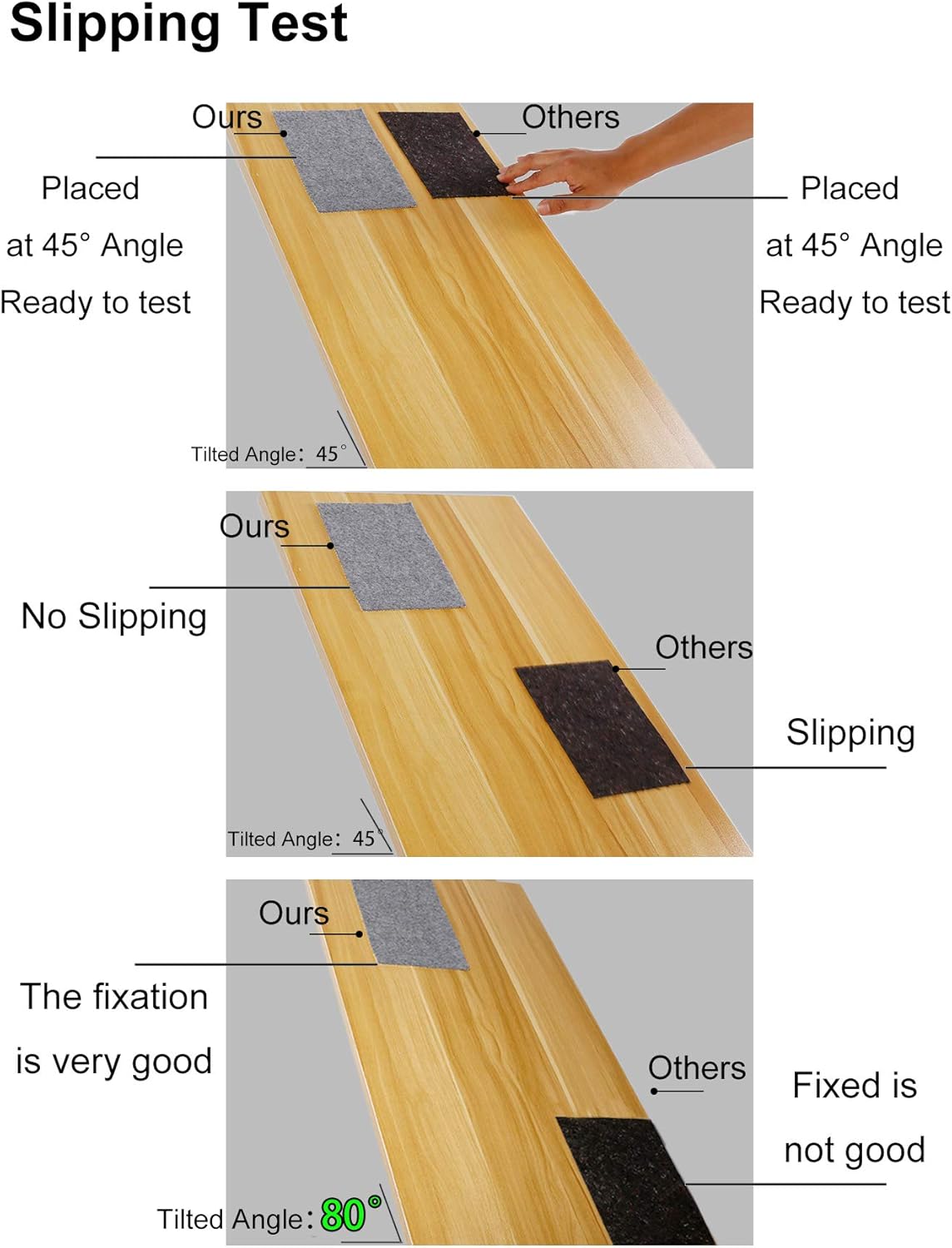 Non Slip Rug Pad Grippers - 8x11, 1/8" Thick, (Felt + Rubber) Double Layers Area Carpet Mat Tap, Provides Protection and Cushioning for Hardwood or Tile Floors