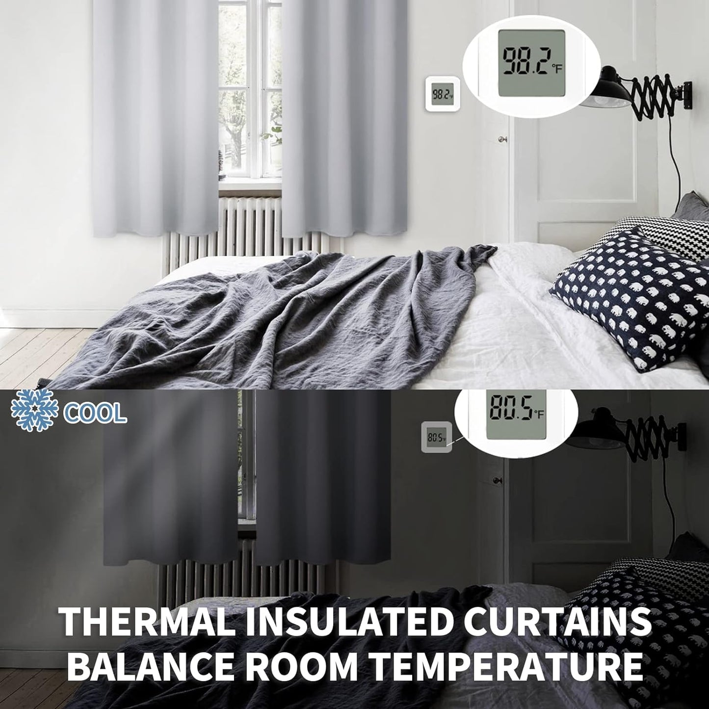 BGment Light Grey Blackout Curtains 45 Inches Length for Bedroom - Short Thermal Insulated Drapes with Rod Pocket Room Darkening for Living Room Window Privacy, 42 x 45 Inch, 2 Panels