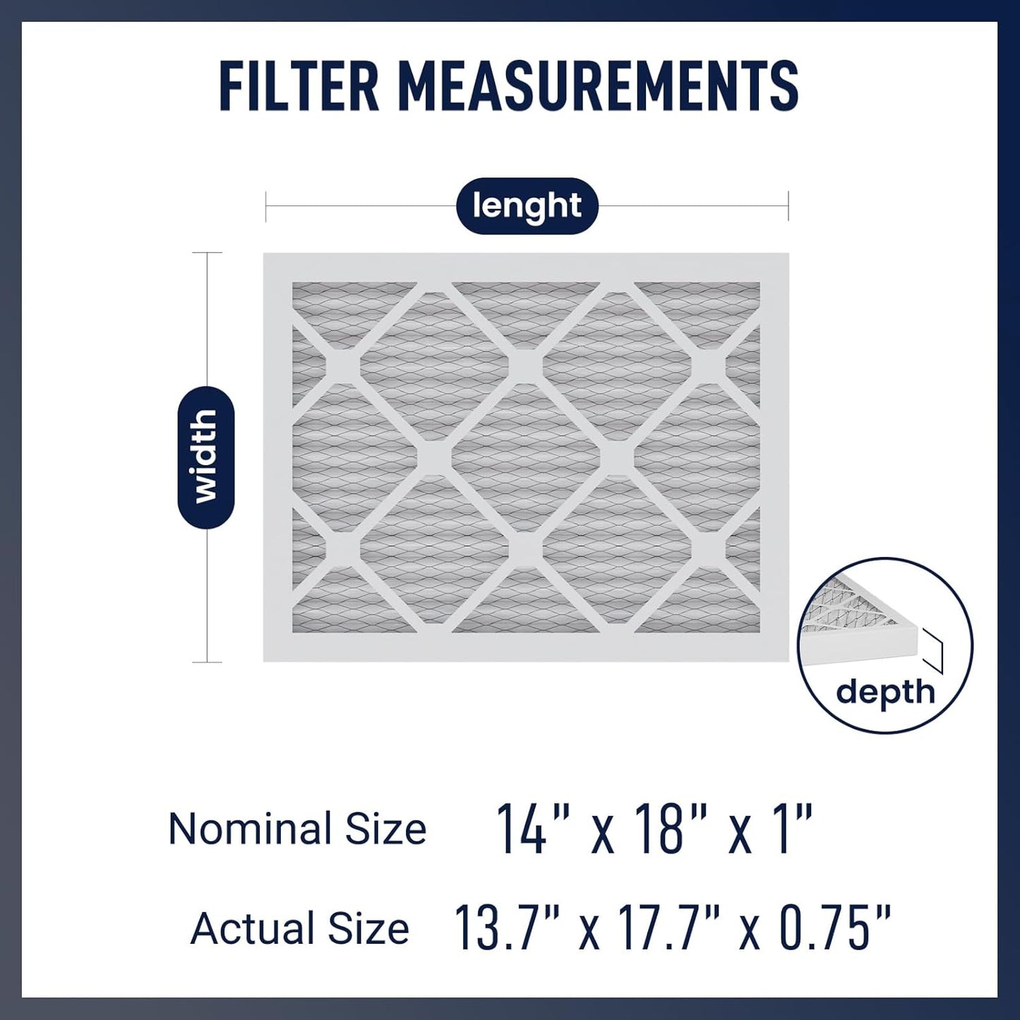 14x18x1 MERV 8 Air Filters 6-Pack – 13.7" x 17.7" x 0.75" – HVAC, AC & Furnace Compatible – Electrostatic Filtration for Home & Commercial Air Systems