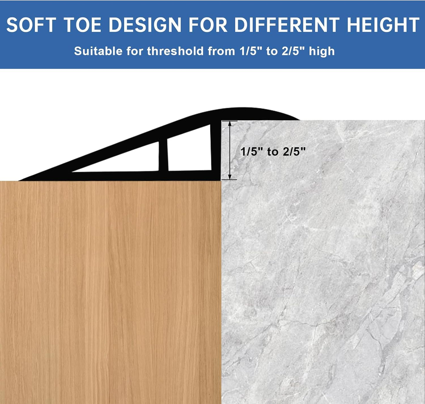 Vinyl Door Threshold Flooring Transition Strip Self Adhesive Carpet Edging Strip for Laminate Doorway Edge Threshold from 1/5" to 2/5" (Beige Wood Grain, 3.3 Ft)