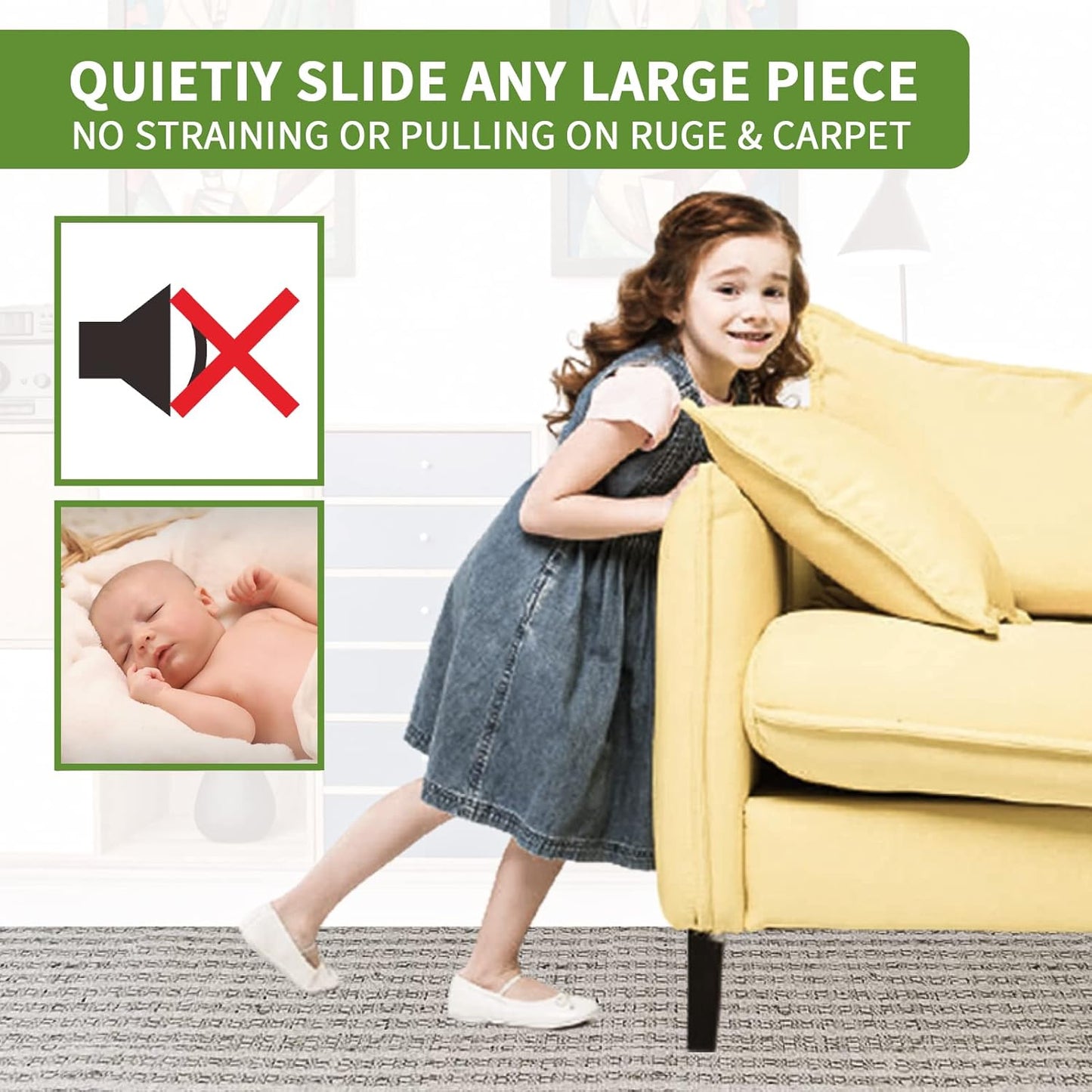 Furniture Sliders for Carpet 8 PCS - 3 1/2 inch Furniture Moving Slider Chair Legs Floors Protectors– Move Your Furniture Easy & Safely(for Carpet)