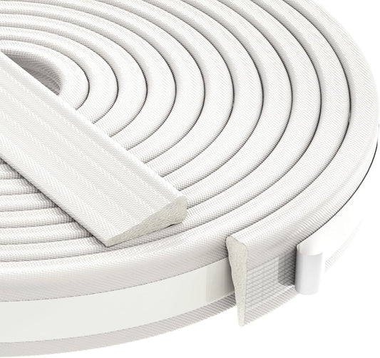 QDiShi 196" Wedge-Shape Weather Stripping Door Seal Weatherproof Foam Seals Self Adhesive Insulation Anti-Collision Strip Soundproofing Frame Insulation Tape Fits 0.13-0.31" Gaps(White)