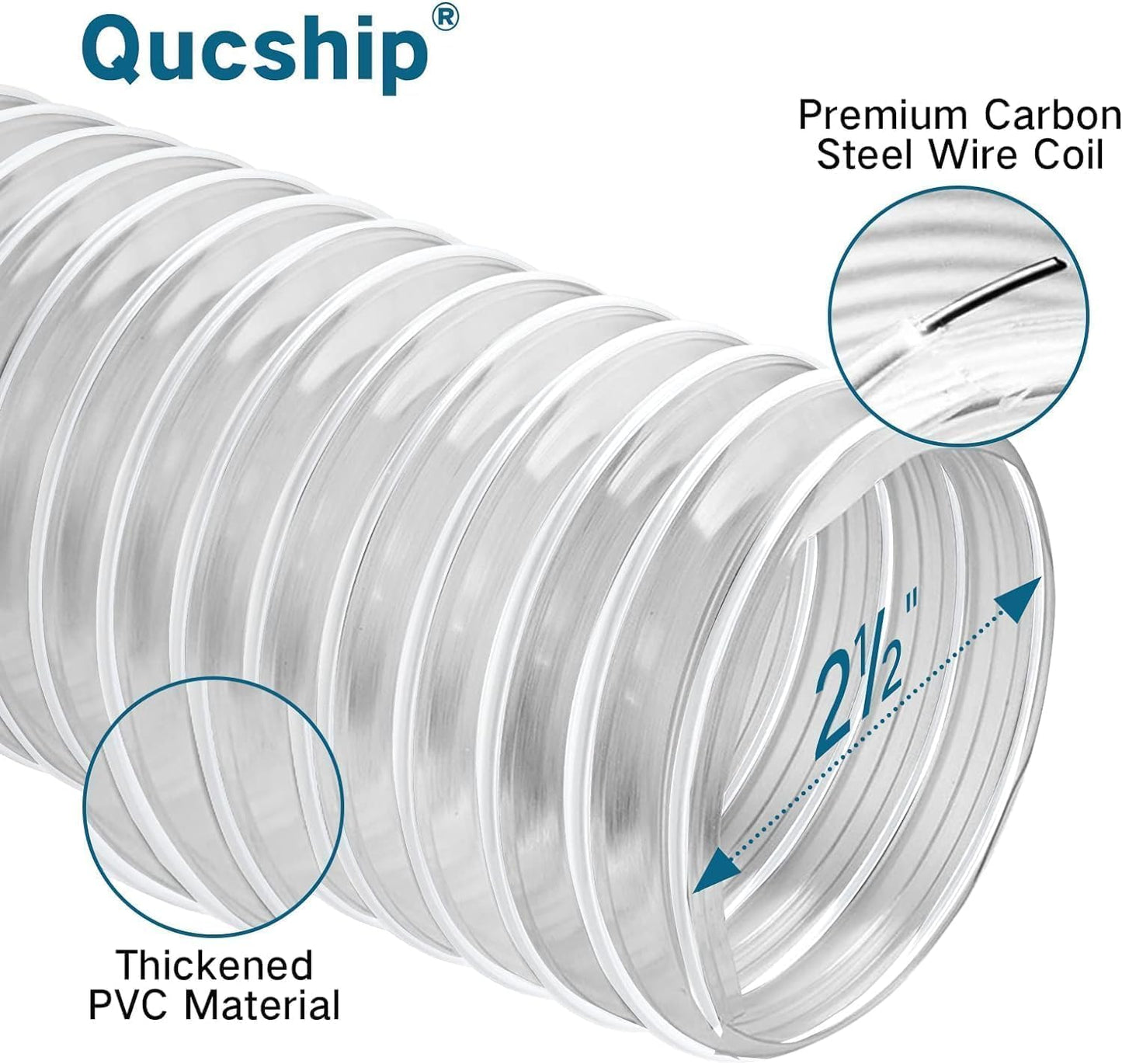 PVC Dust Collection Hose 4" x 20', Flexible Heavy PVC Fume Collection Hose with Carbon Steel Wire Coil for Dust Collection Systems, Woodworking, Workshops