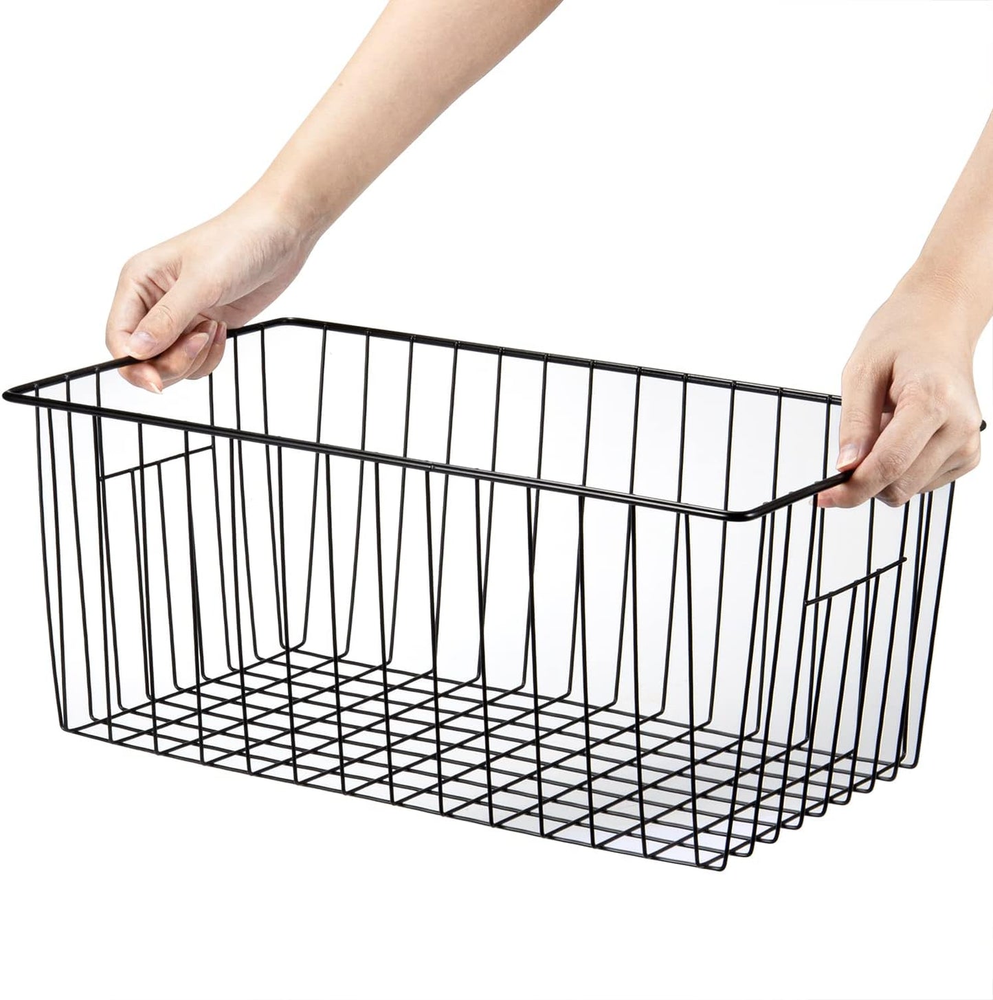 16inch Upright Freezer Organizer Baskets for 13-14,16-21 cu.ft Standup Freezer, Settle freezer chaos and reduce food waste effectively, Durable, Fully Use Space, Improve Air Circulate, Black, Pack 6