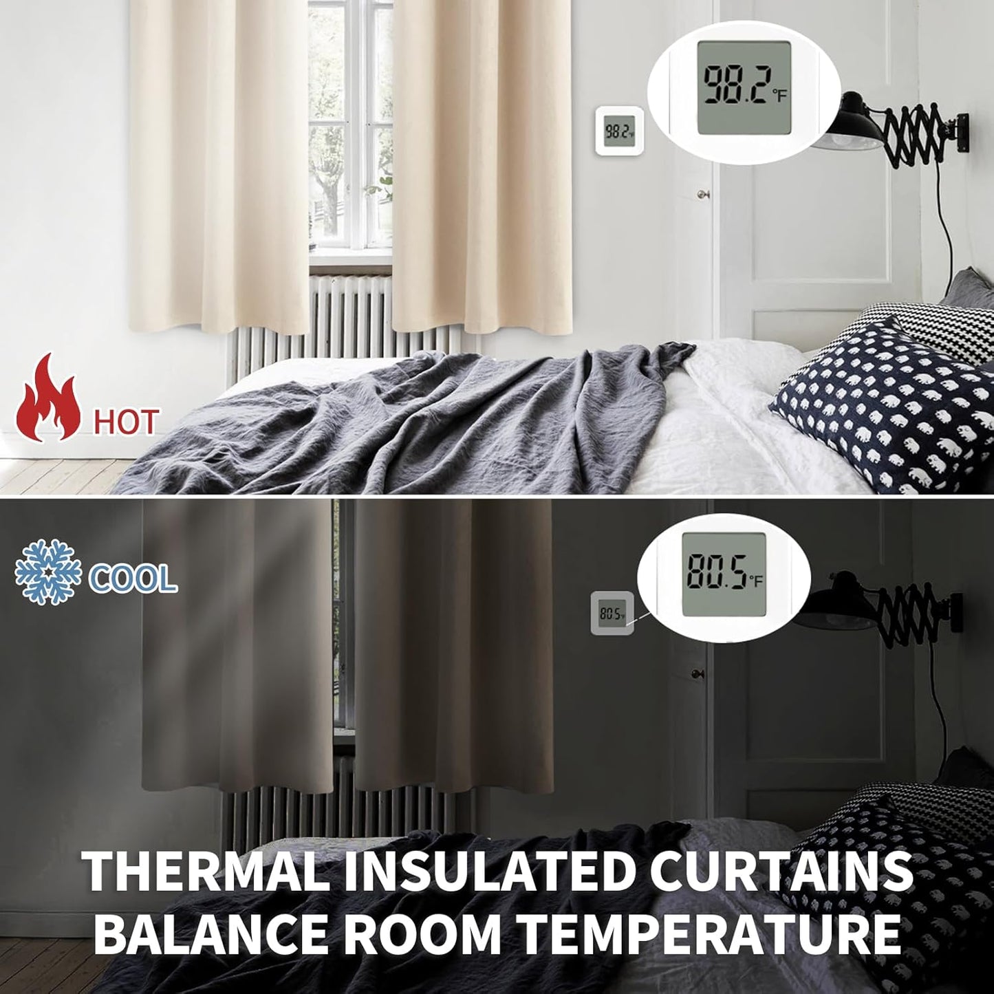 BGment Short Blackout Curtains for Bedroom 40 Inches Long - Thermal Insulated Room Darkening Curtain for Kitchen, Champagne, 34 x 40 Inch, 2 Panels