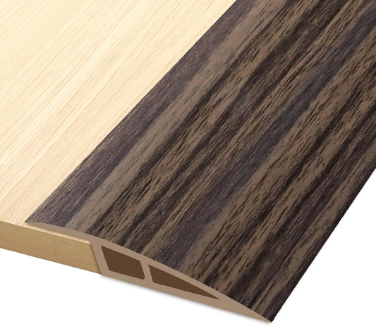Vinyl Door Threshold Flooring Transition Strip Self Adhesive Carpet Edging Strip for Laminate Doorway Edge Threshold from 1/5" to 2/5" (Grayish Brown Wood Grain, 10 Ft)
