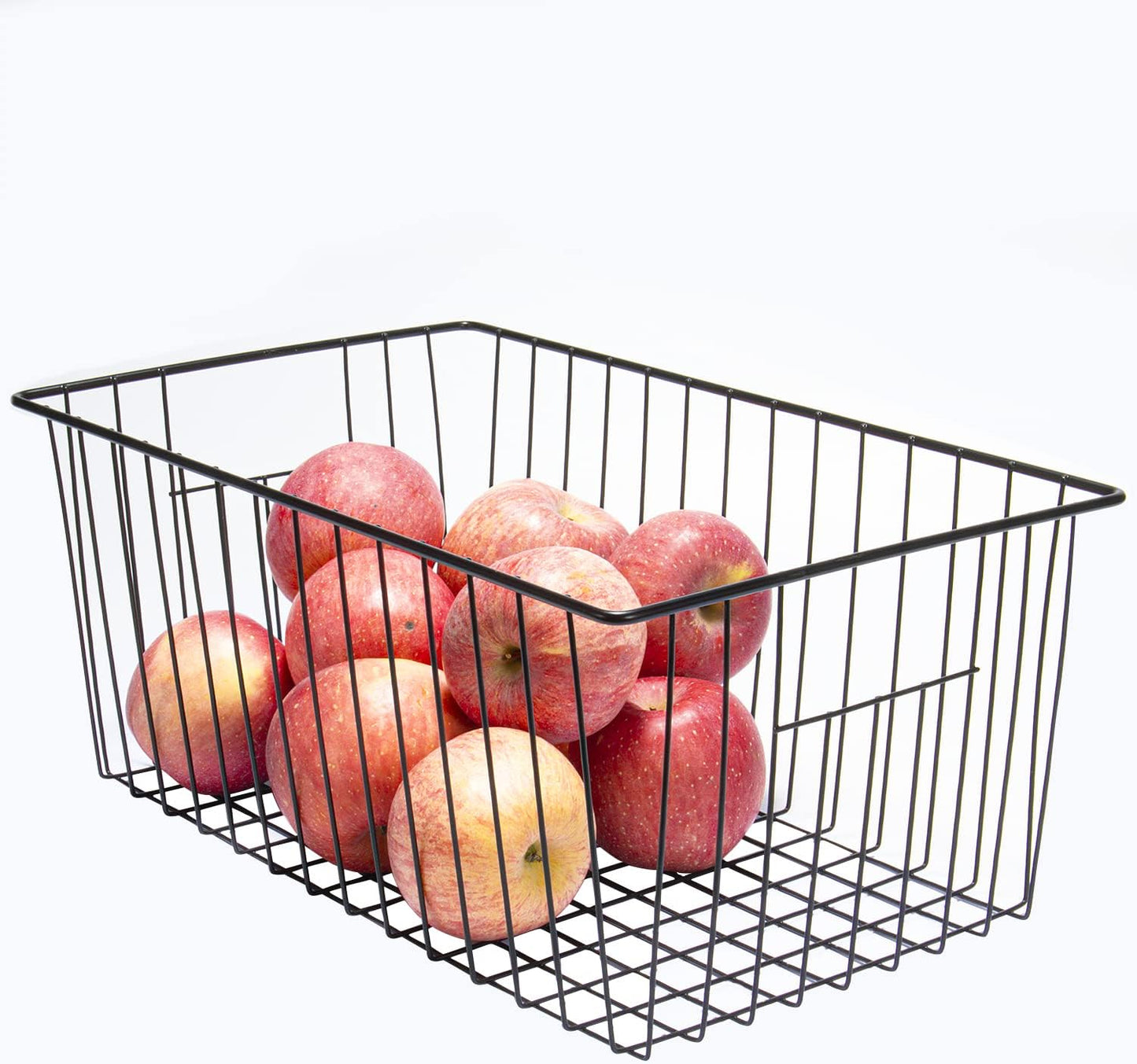 16inch Freezer Wire Storage Organizer Baskets for Upright Freezer 16, 17, 21 cu.ft, with Built-in Handles for Cabinet, Pantry,Black