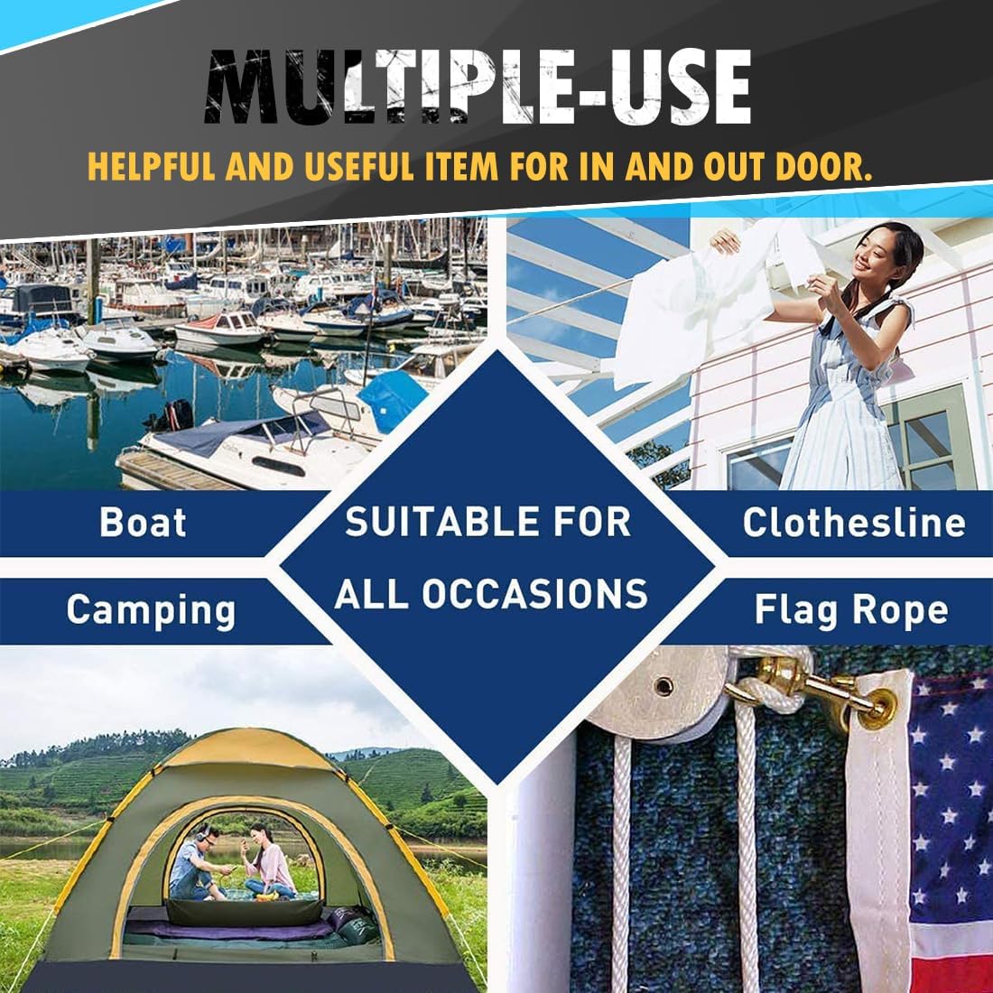 PerkHomy 500lb Cotton Rope 3/16" (5mm) 50 ft Multi Purpose Utility Diamond Braided Cord, Natural Cotton for Clothes Line Camping Crafting Flag Pole, Rose Red