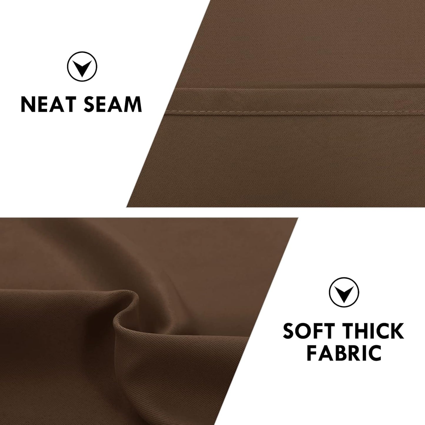 DWCN Short Brown Blackout Curtains for Half Window, Thermal Insulated Energy Saving Room Darkening Curtains for Kitchen/Bedroom (W60 x L36 inch, Set of 2 Panels, Top of Rod Pocket)