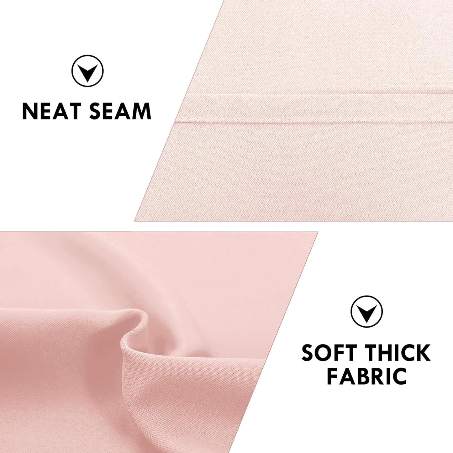 DWCN Blackout Curtains for Living Room Thermal Insulated, Energy Saving & Noise Reducing Bedroom Curtains, Blush Pink, W 52x L 36 Inch, Set of 2 Rod Pocket Curtain Panels