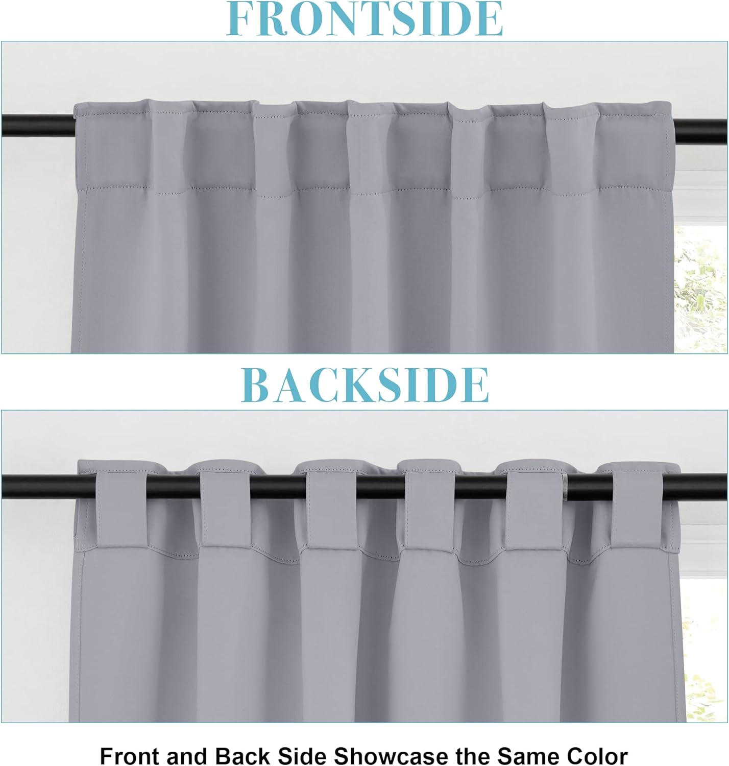 RYB HOME Blackout Curtains for Bedroom - Small Window Treatment Panels Full Privacy Thermal Insultaed Solar Drapes for Bathroom Dining Basement, Wide 42 x Long 45, Silver Grey, 2 Pcs